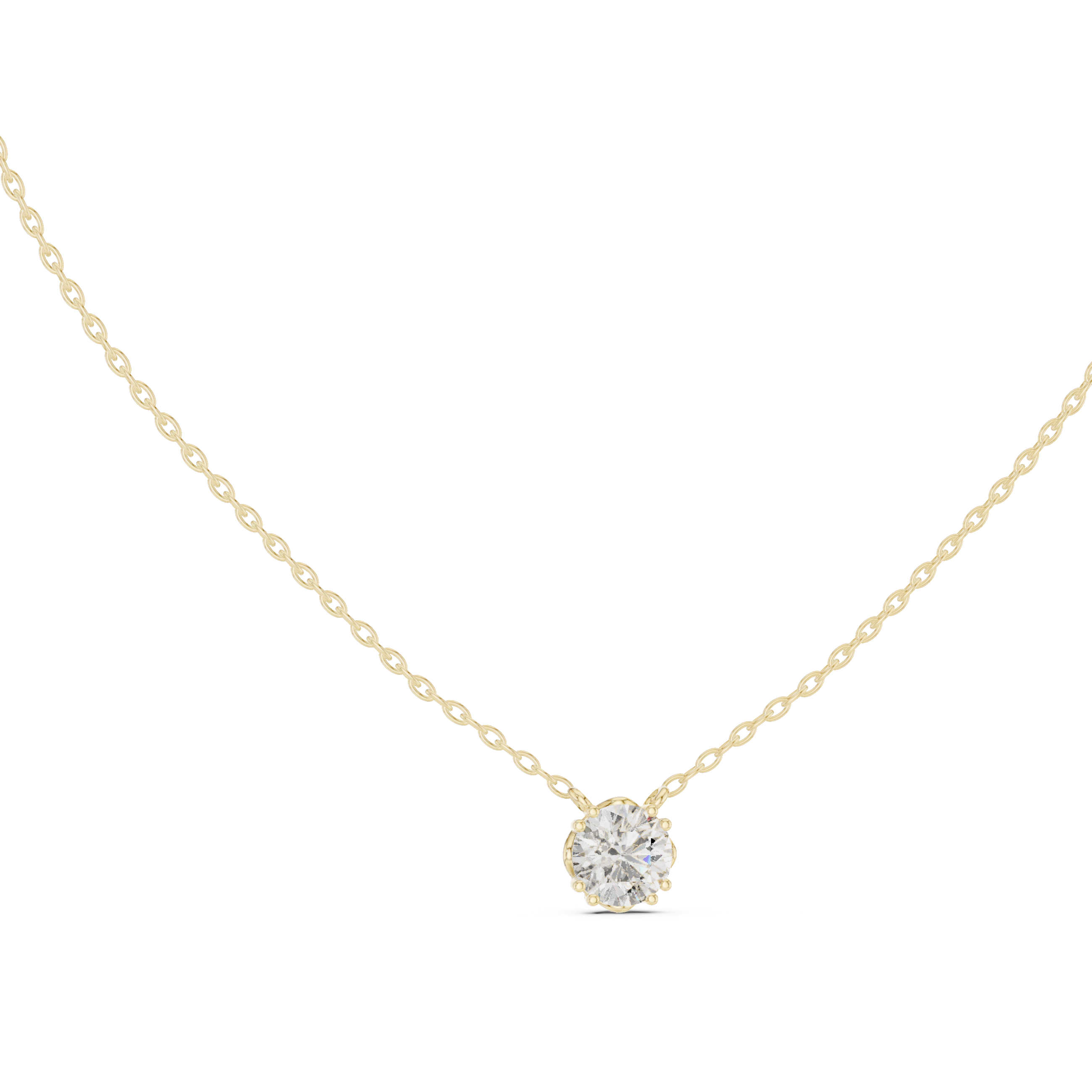 تعليقة ألماسية سوليتير مستديرة سداسية المخالب in Yellow Gold - VYKA Diamonds