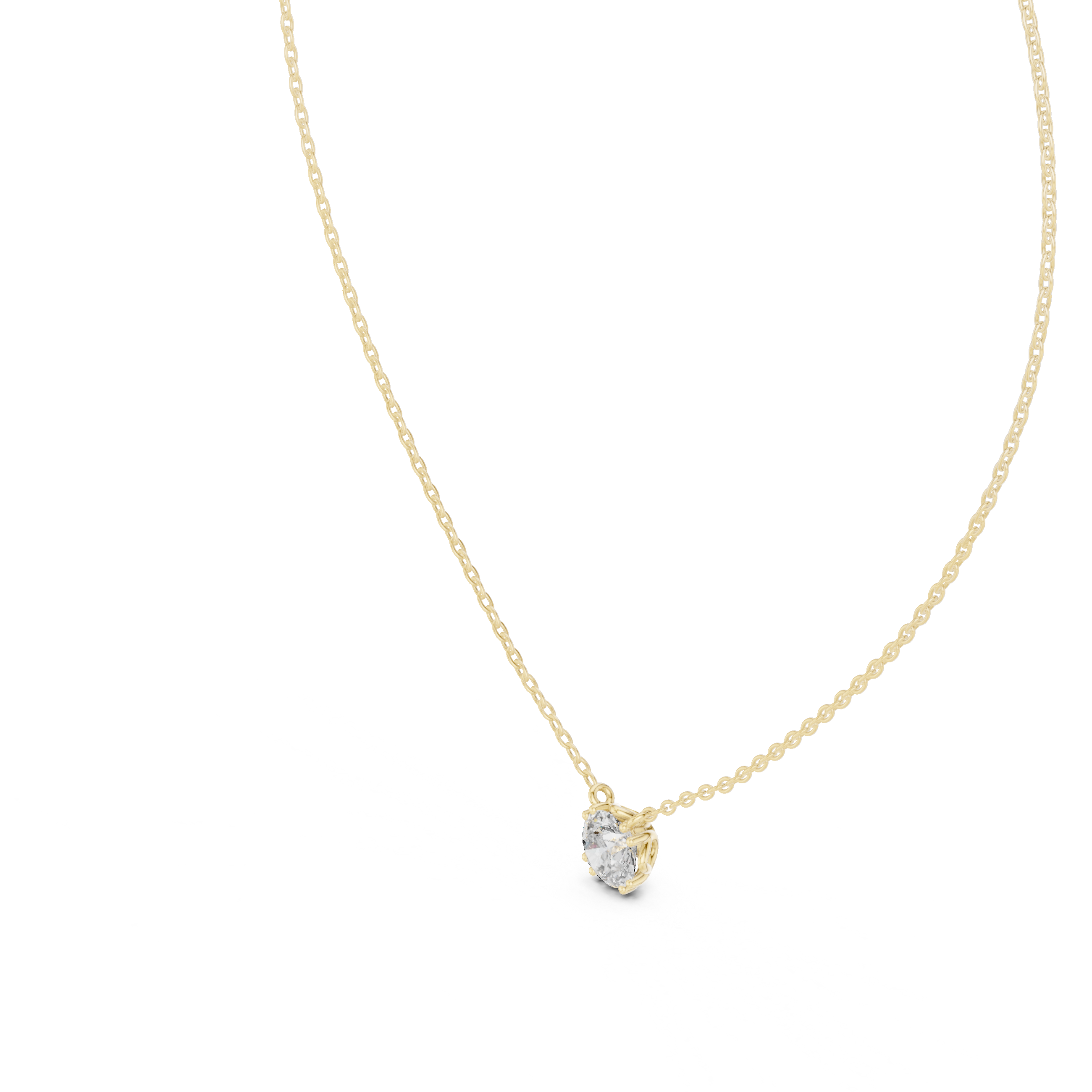 تعليقة ألماسية سوليتير مستديرة سداسية المخالب in Yellow Gold - VYKA Diamonds