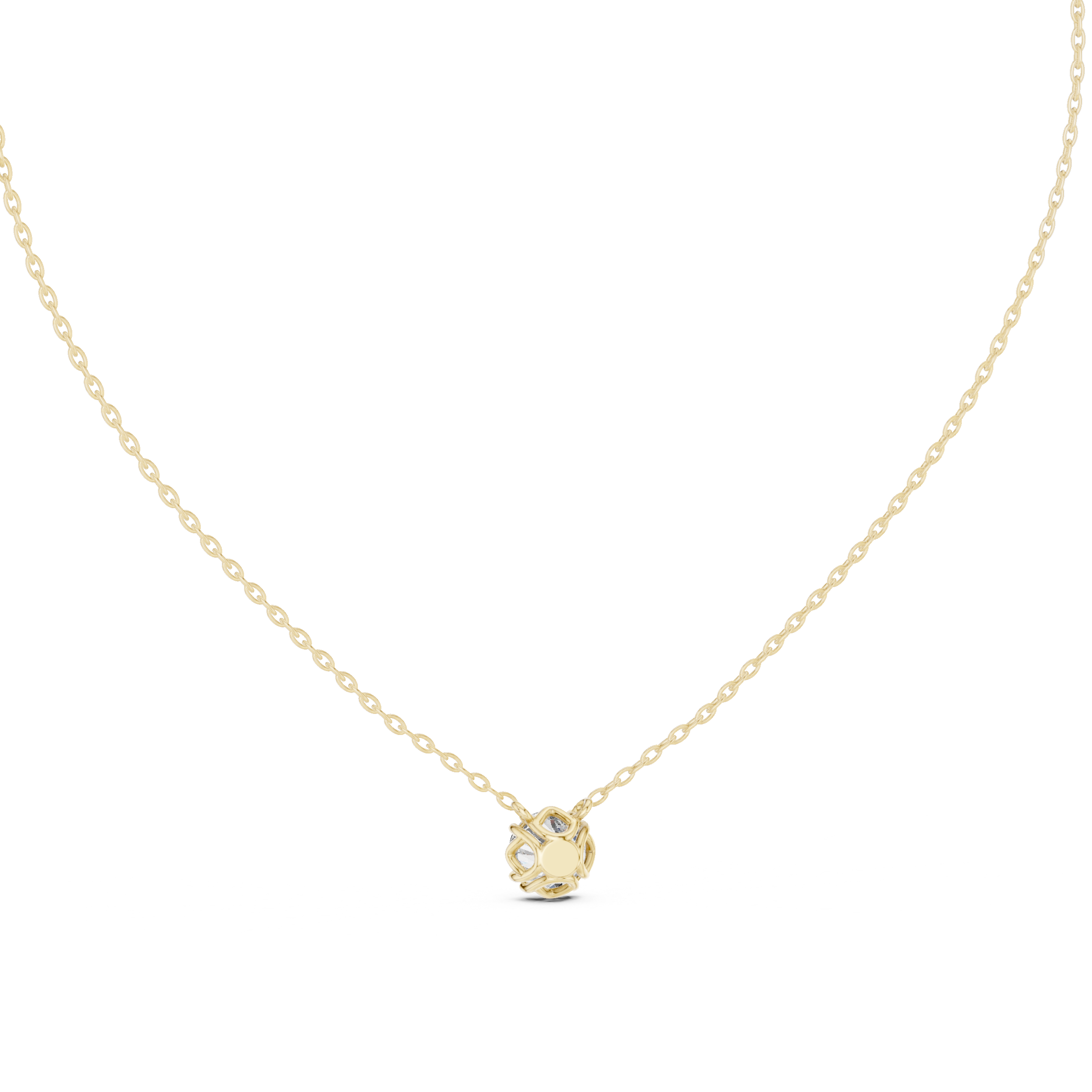 تعليقة ألماسية سوليتير مستديرة سداسية المخالب in Yellow Gold - VYKA Diamonds