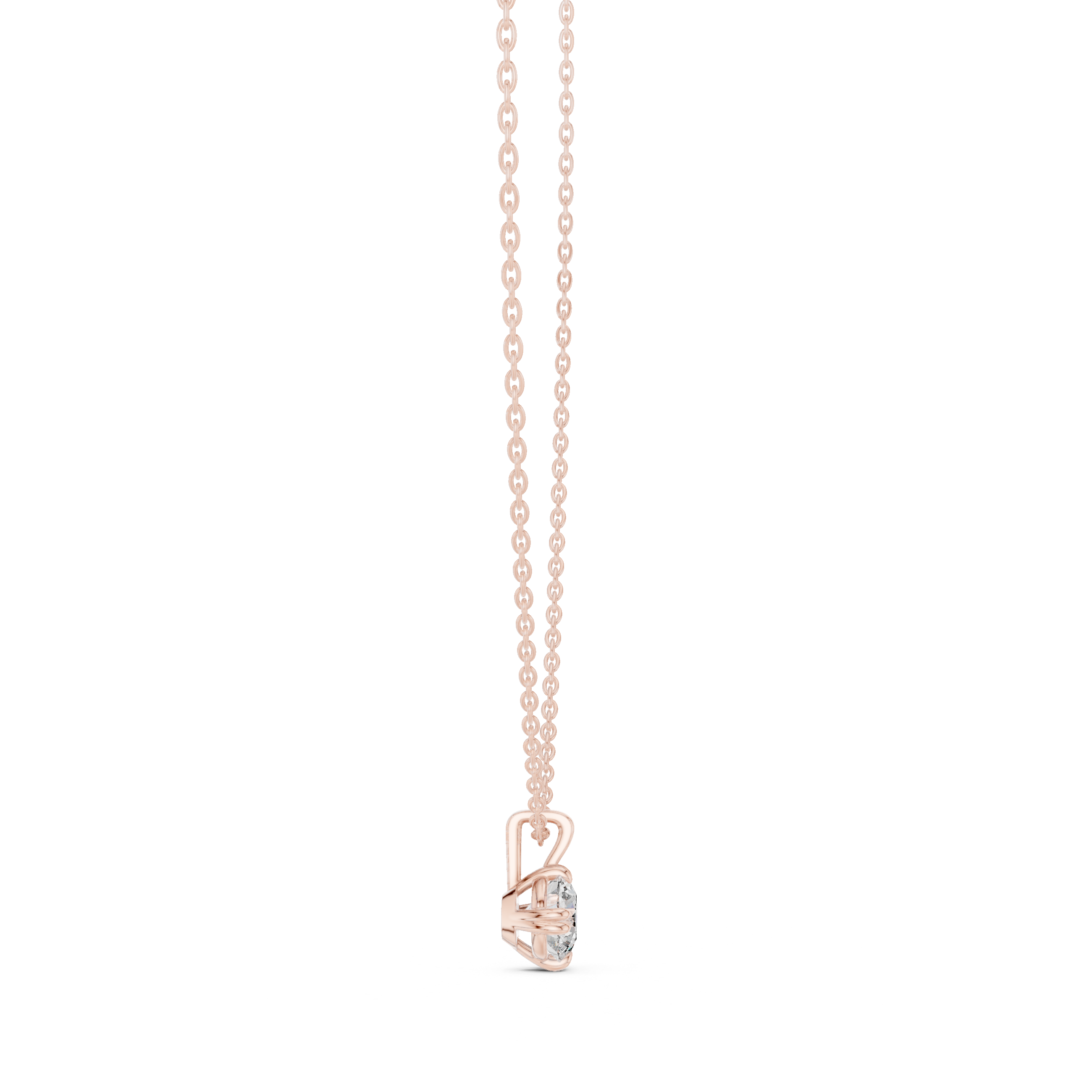 Delicate Claw Round Diamond Pendant in Rose Gold - VYKA Diamonds