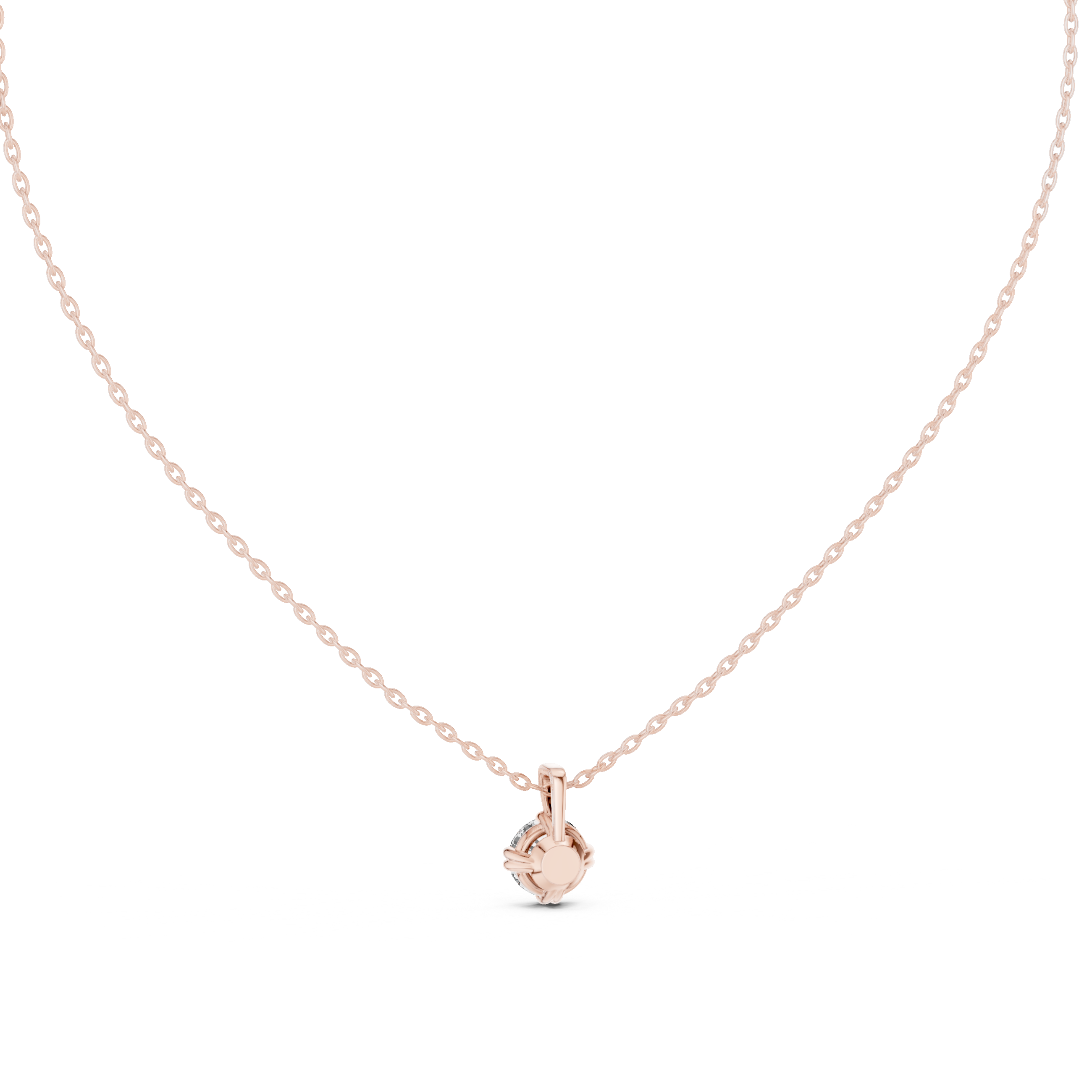 Delicate Claw Round Diamond Pendant in Rose Gold - VYKA Diamonds