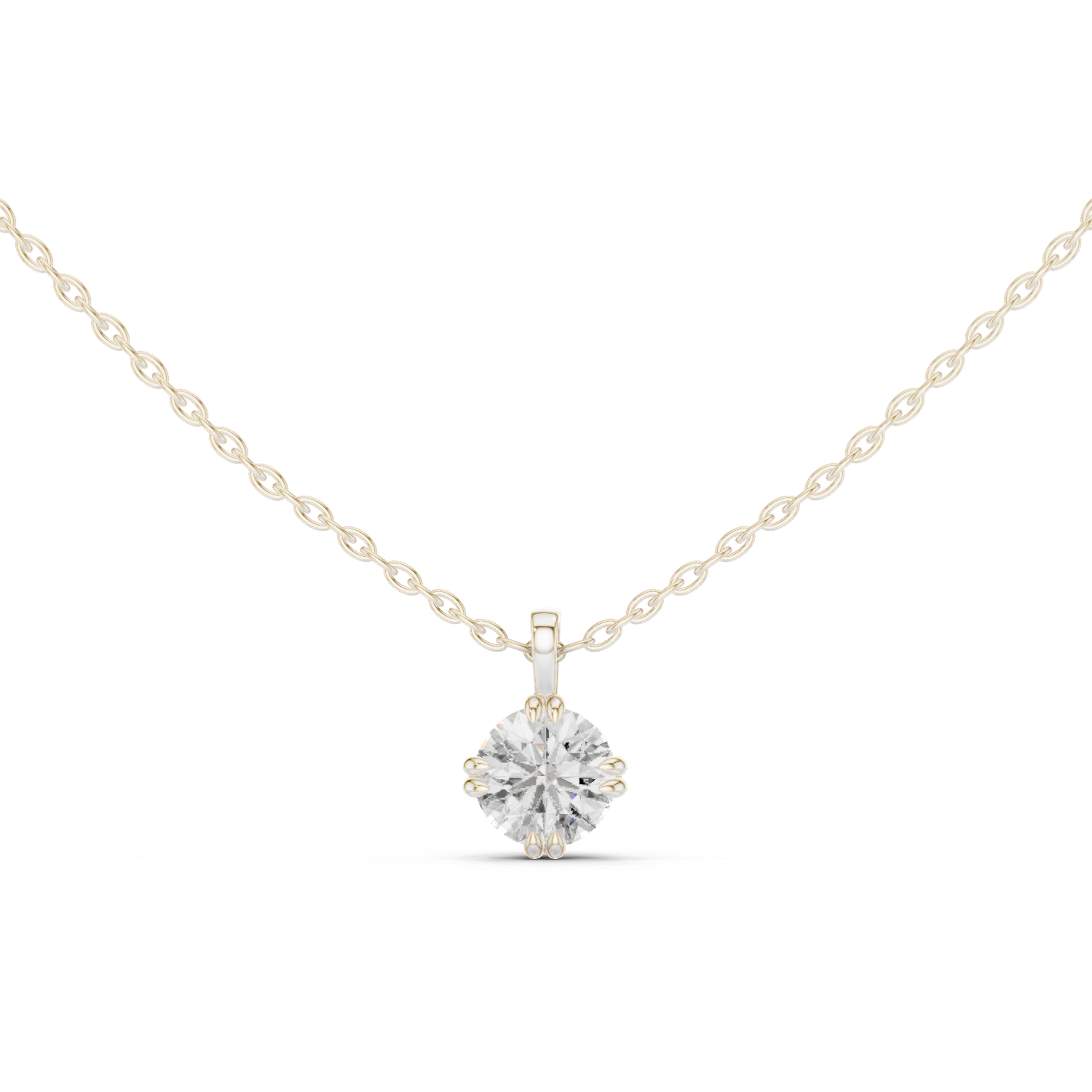 Delicate Claw Round Diamond Pendant in White Gold - VYKA Diamonds