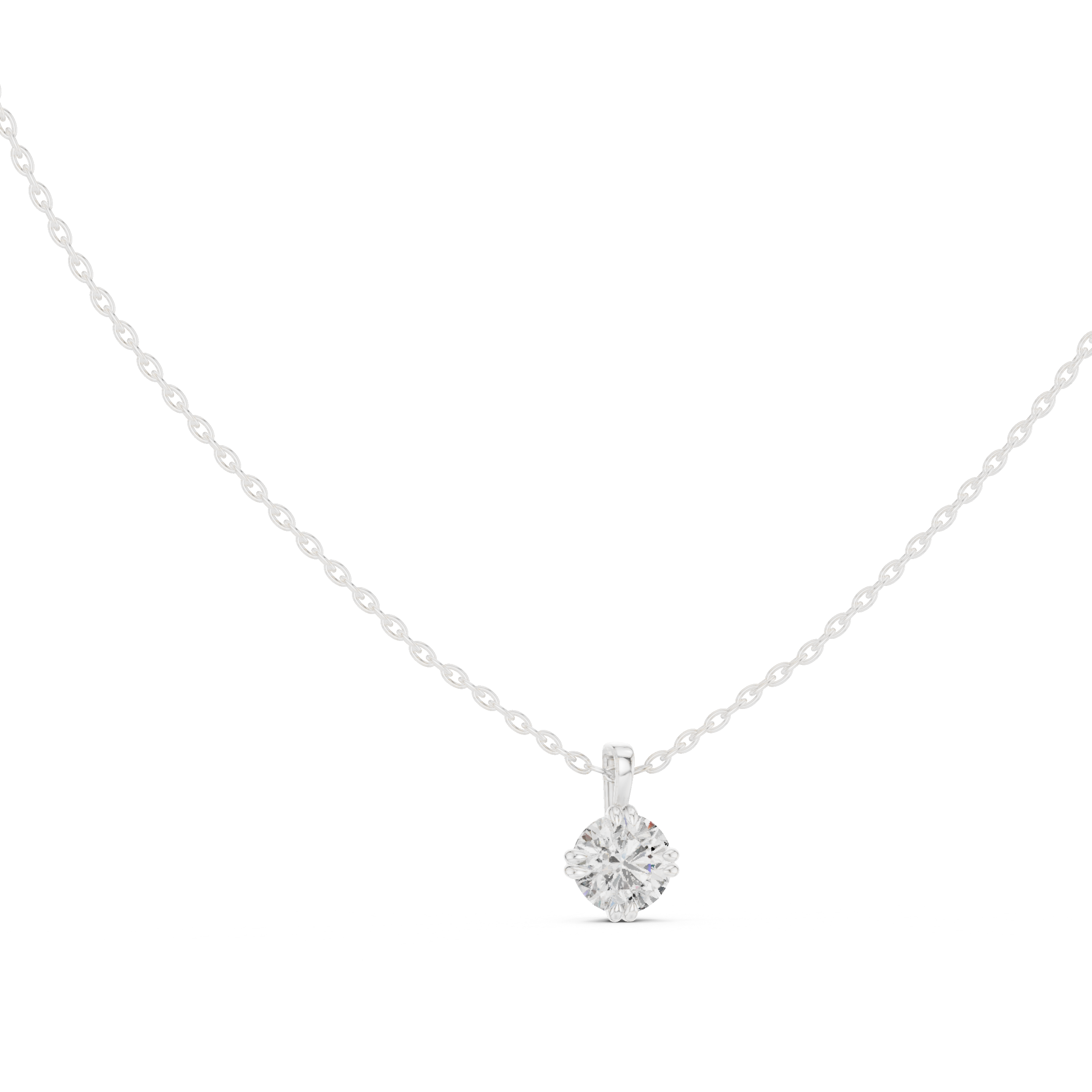 Delicate Claw Round Diamond Pendant in White Gold - VYKA Diamonds