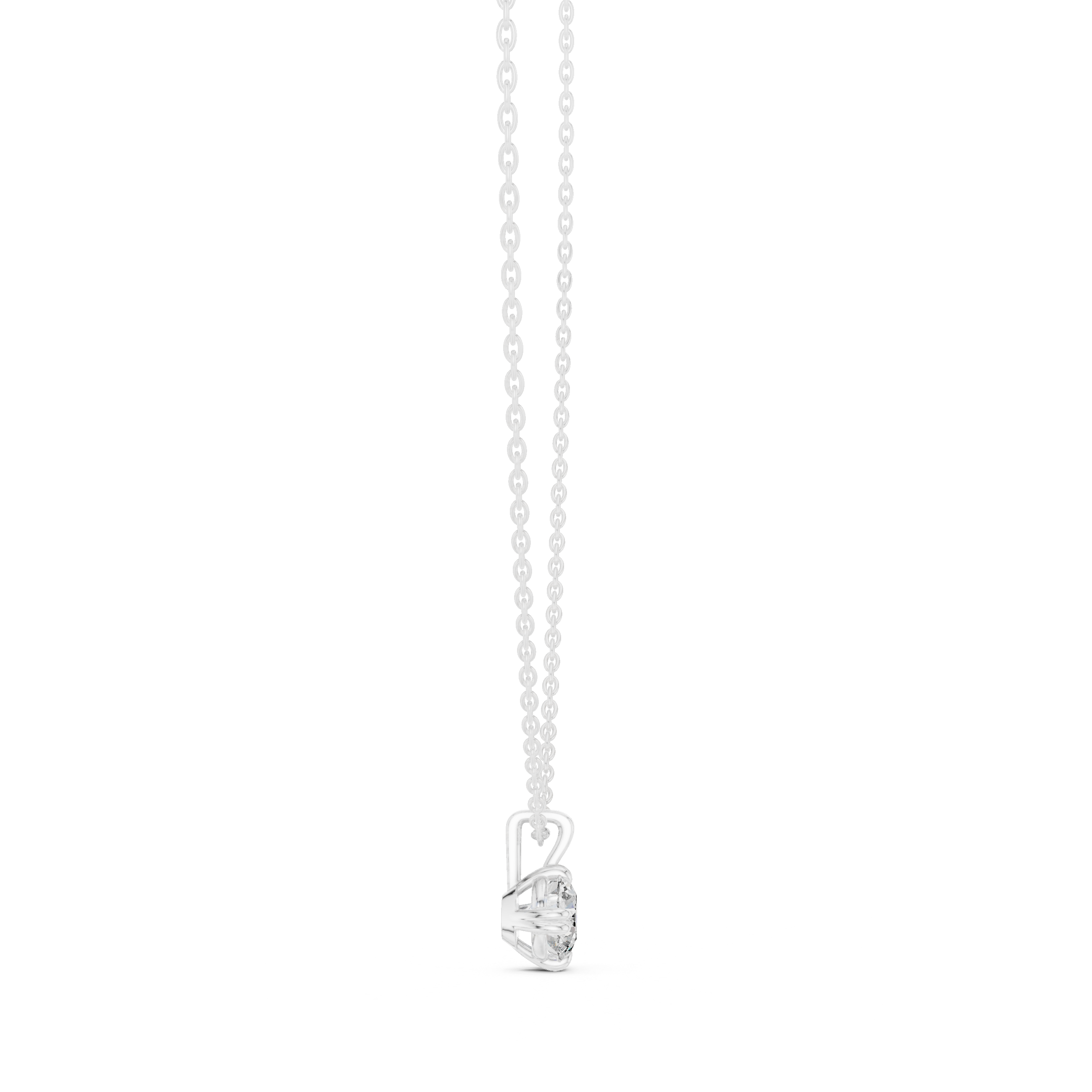 Delicate Claw Round Diamond Pendant in White Gold - VYKA Diamonds