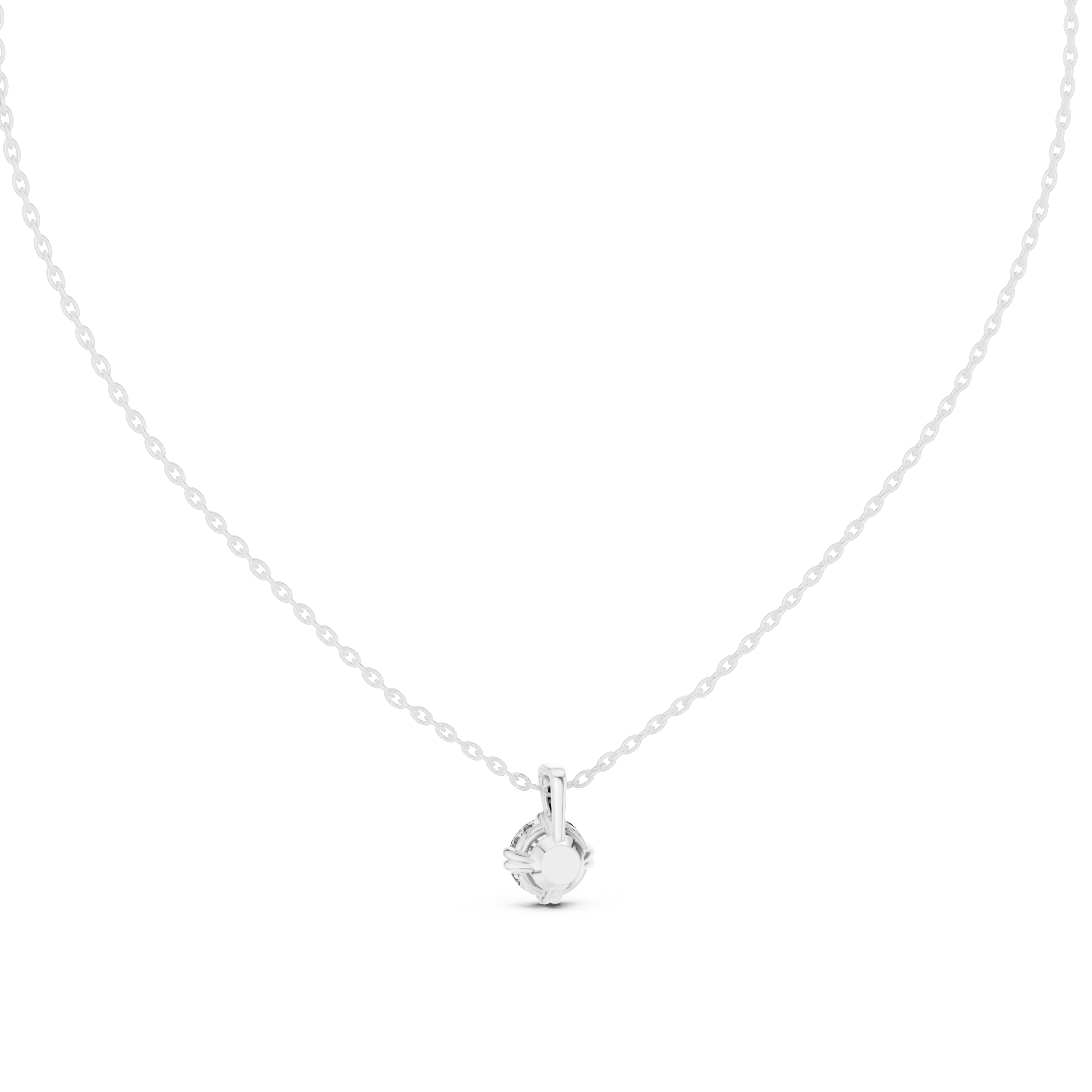 Delicate Claw Round Diamond Pendant in White Gold - VYKA Diamonds