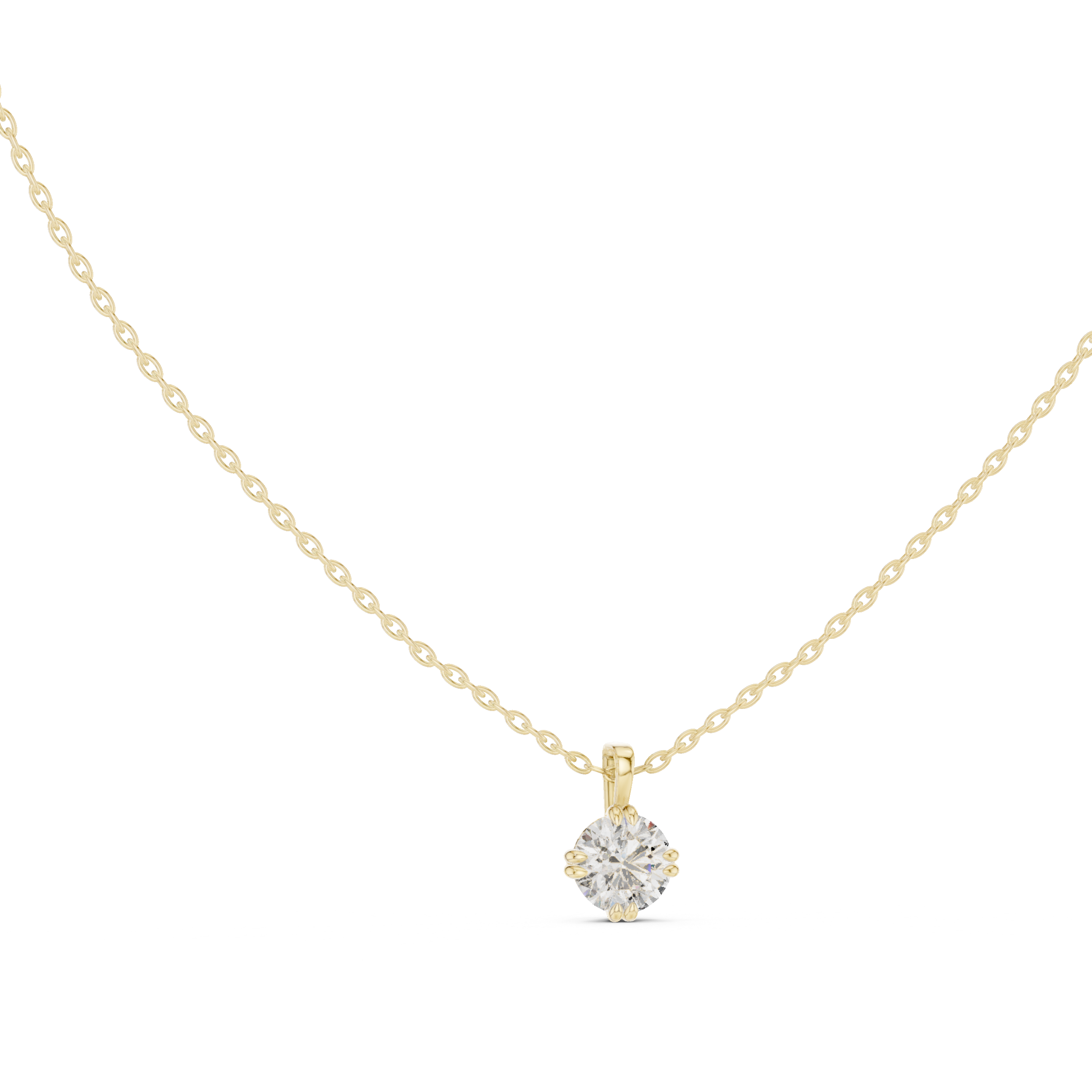 Delicate Claw Round Diamond Pendant in Yellow Gold - VYKA Diamonds