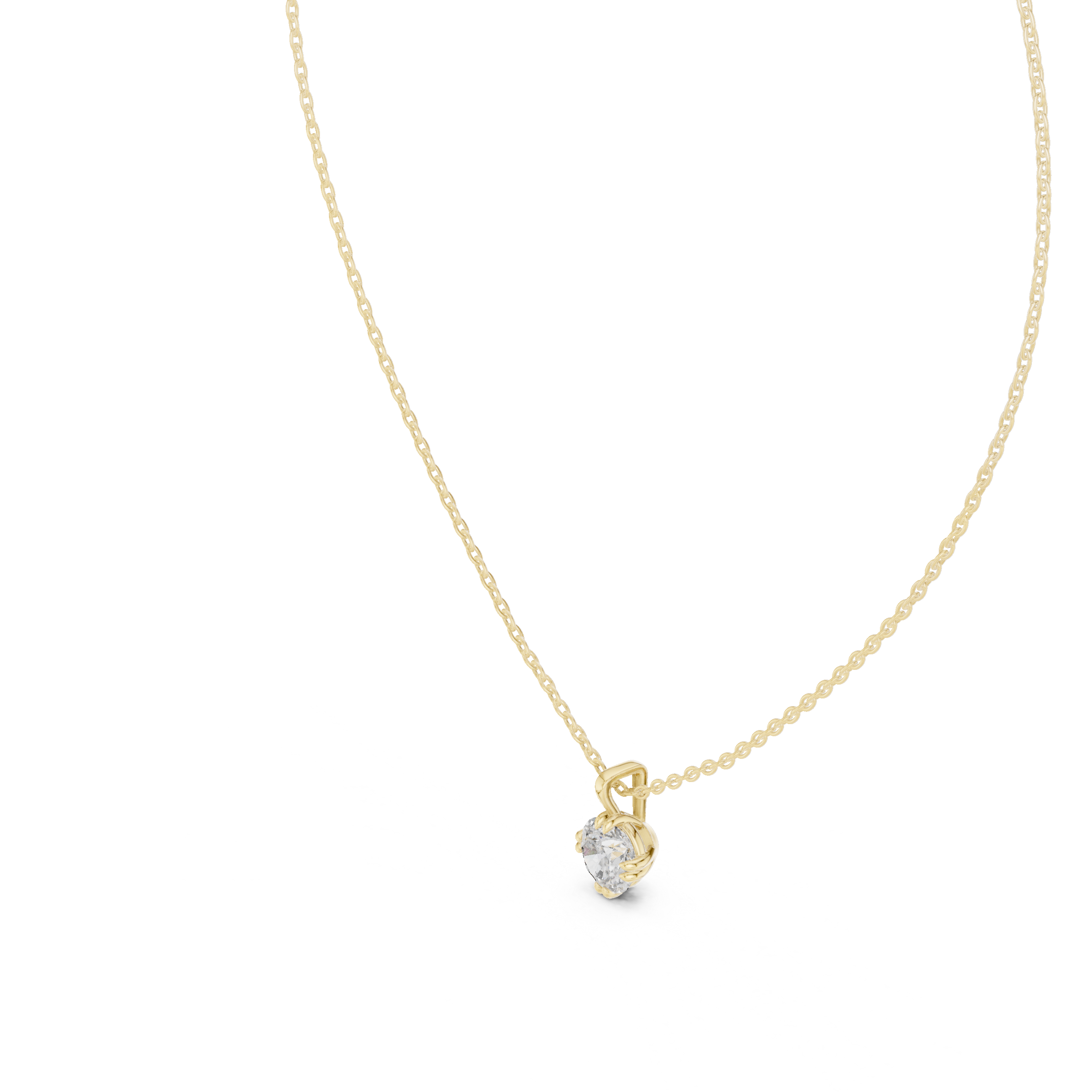 Delicate Claw Round Diamond Pendant in Yellow Gold - VYKA Diamonds