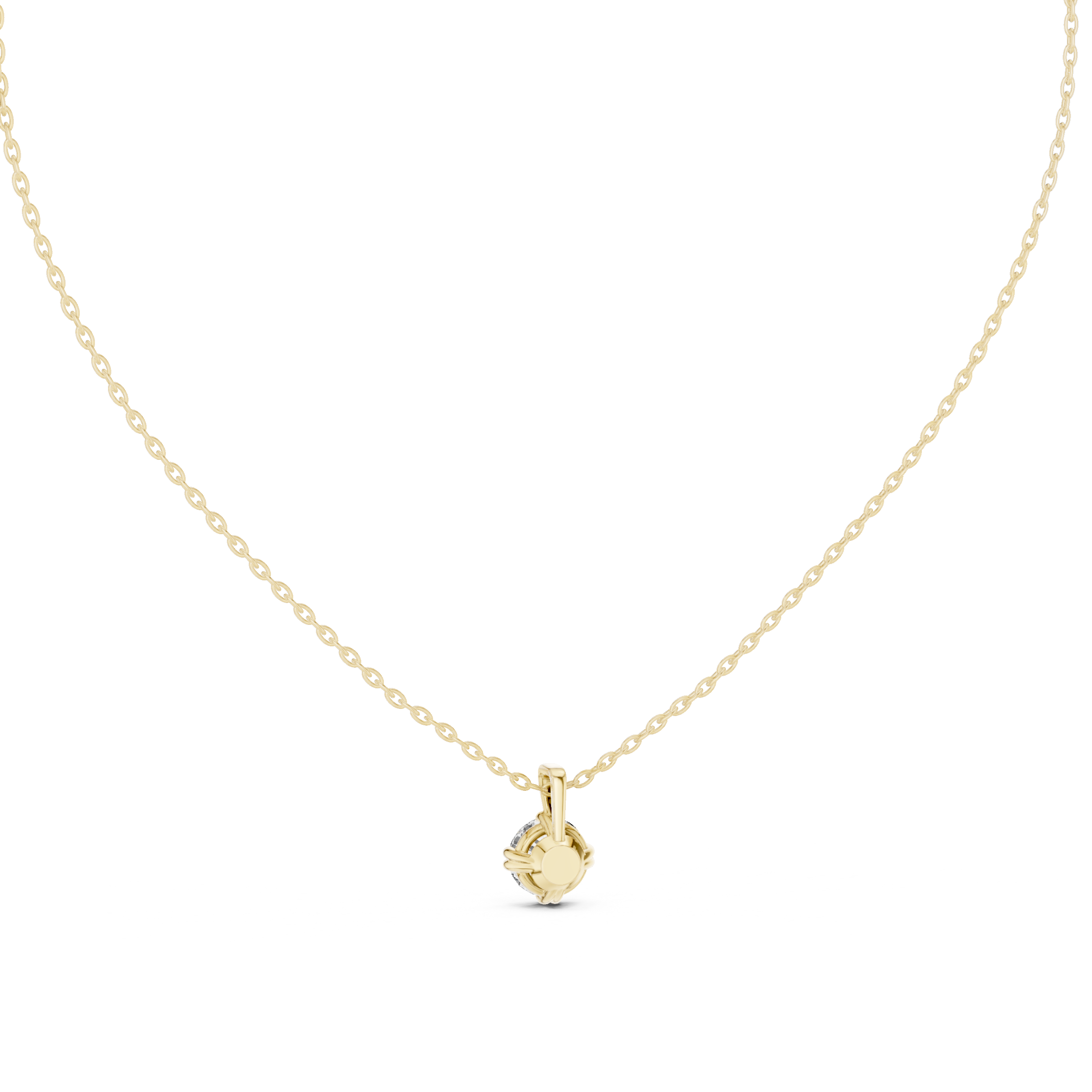 Delicate Claw Round Diamond Pendant in Yellow Gold - VYKA Diamonds
