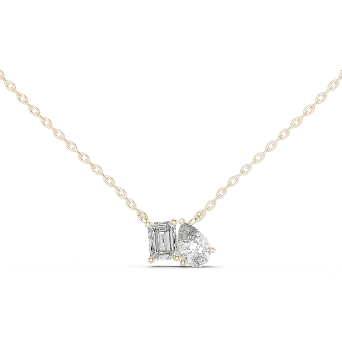 عقد توا إي موا بألماسة إمرلد وألماسة كمثرى in White Gold - VYKA Diamonds