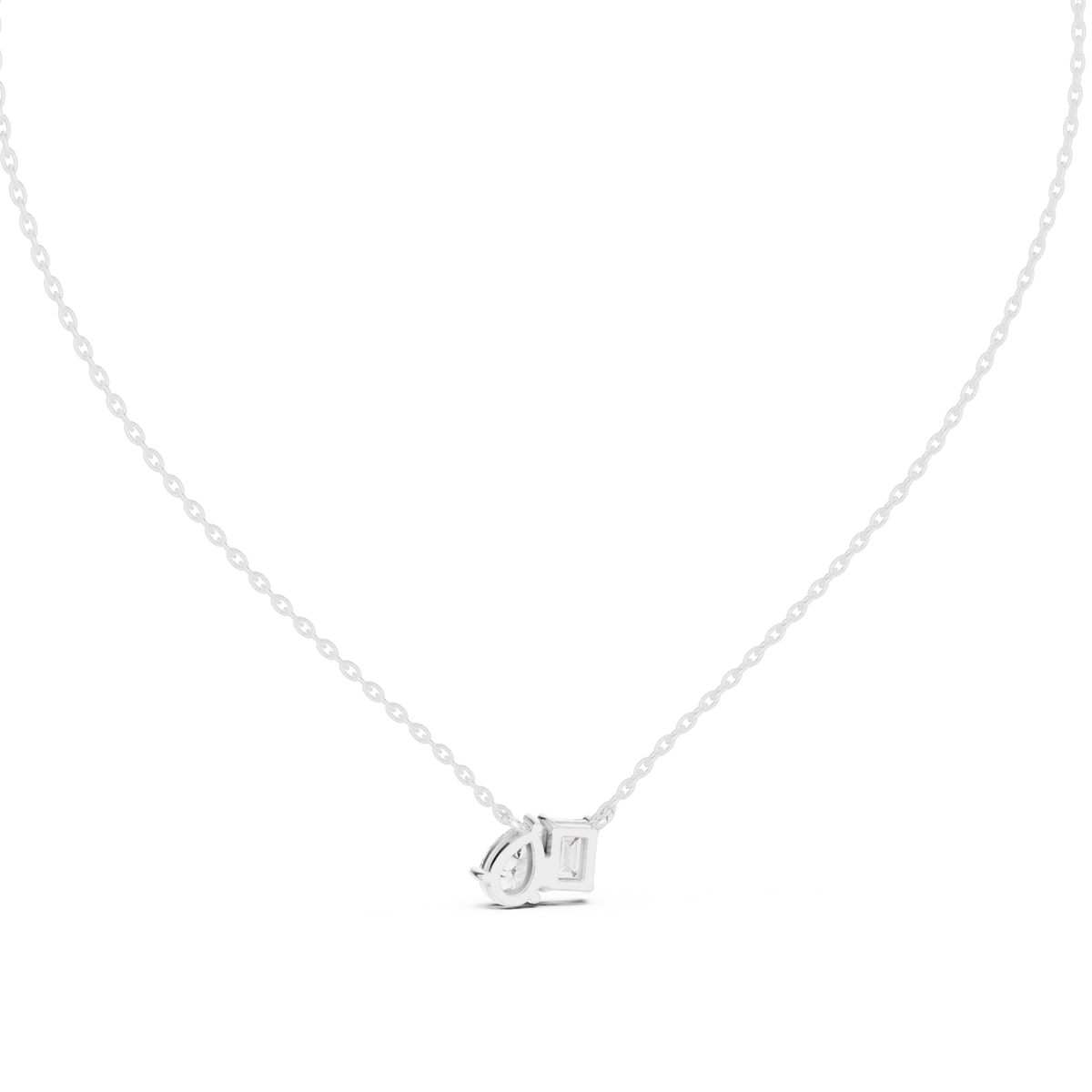 عقد توا إي موا بألماسة إمرلد وألماسة كمثرى in White Gold - VYKA Diamonds