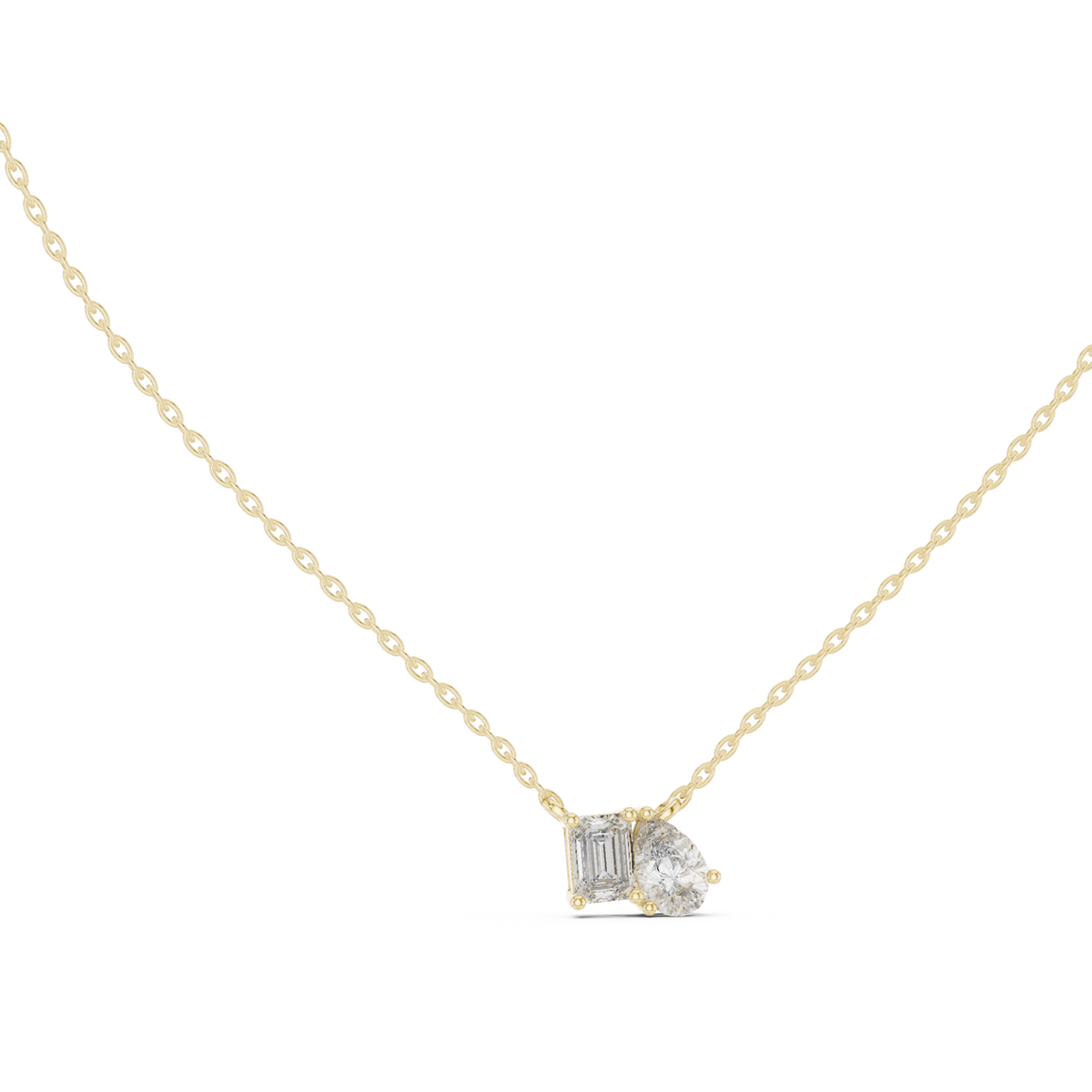 عقد توا إي موا بألماسة إمرلد وألماسة كمثرى in Yellow Gold - VYKA Diamonds