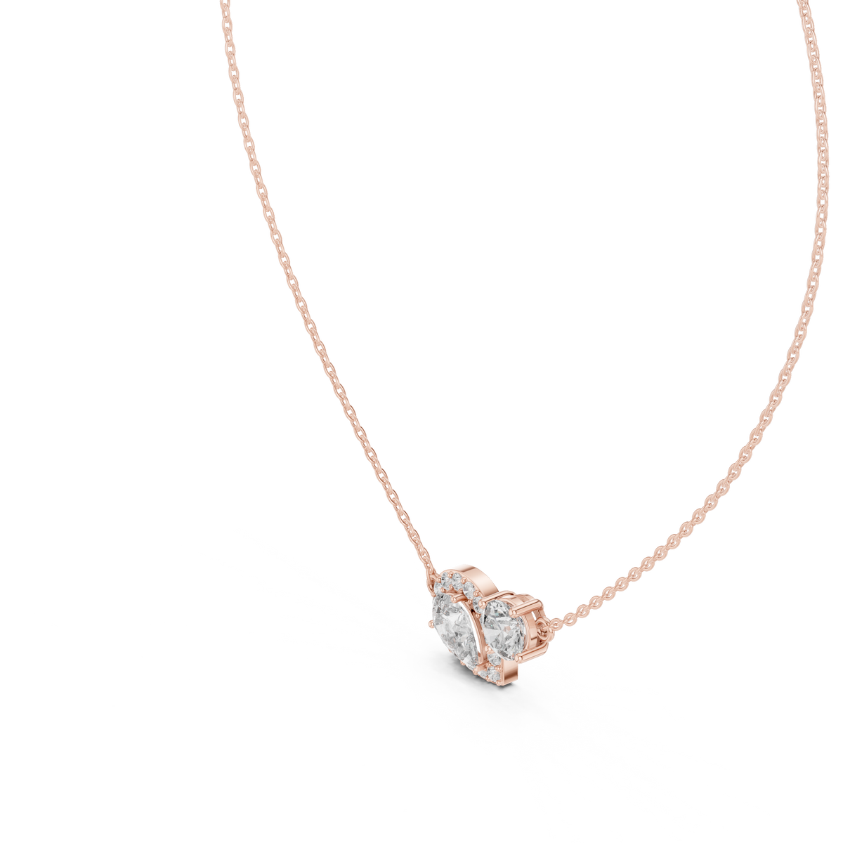 Pear Halo and Round Toi et Moi Diamond Necklace