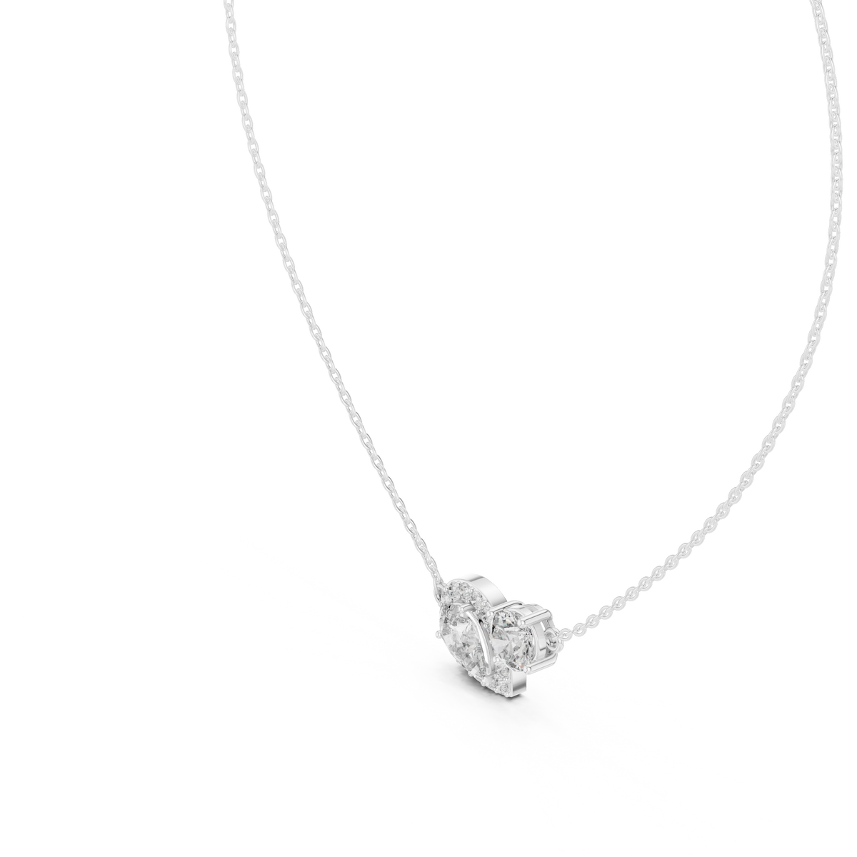 Pear Halo and Round Toi et Moi Diamond Necklace