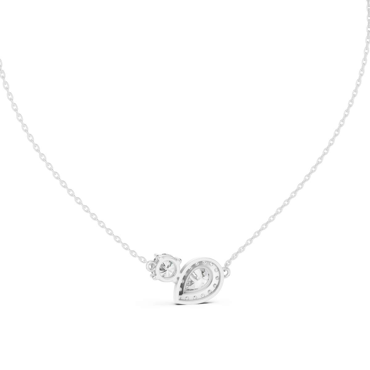 Pear Halo and Round Toi et Moi Diamond Necklace