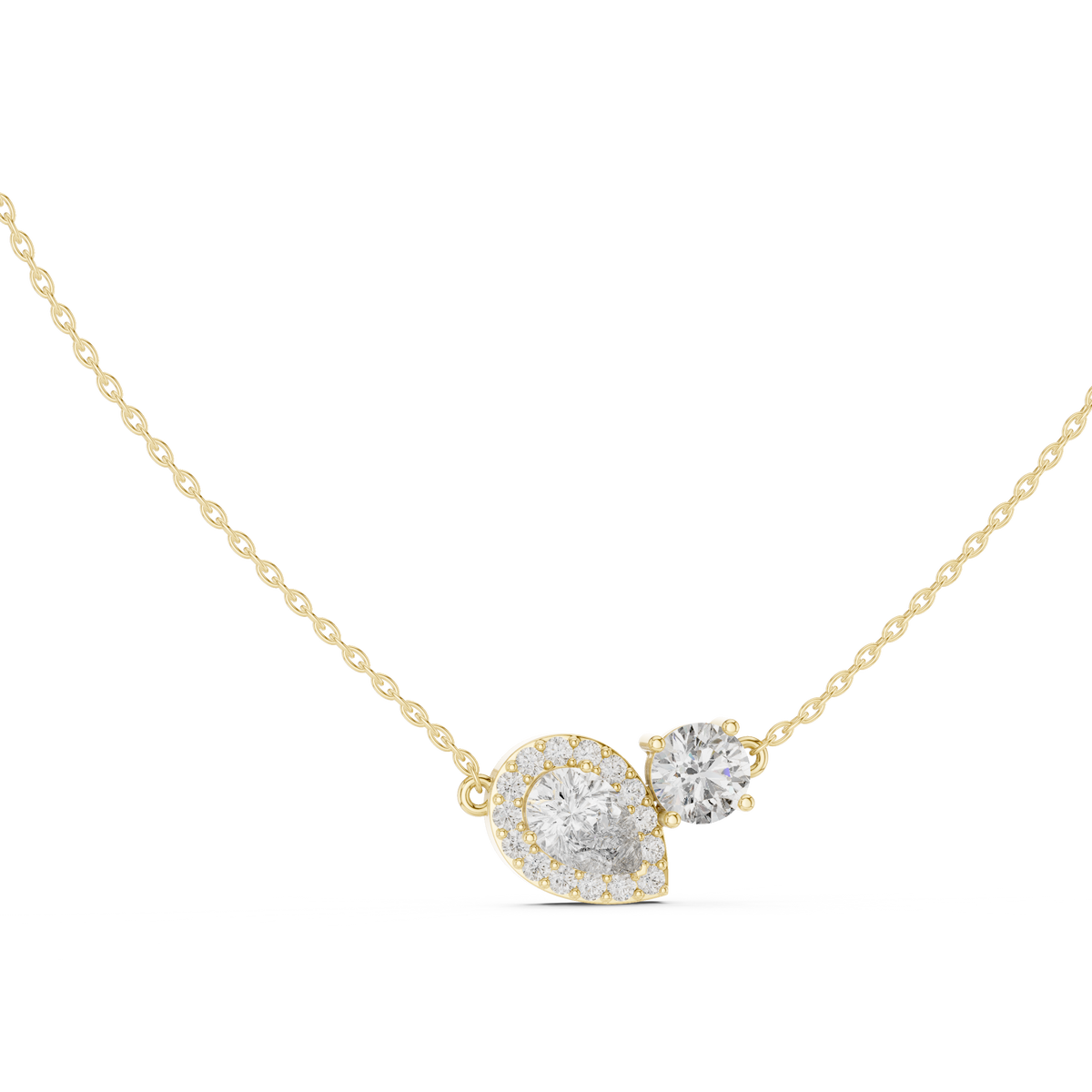 Pear Halo and Round Toi et Moi Diamond Necklace