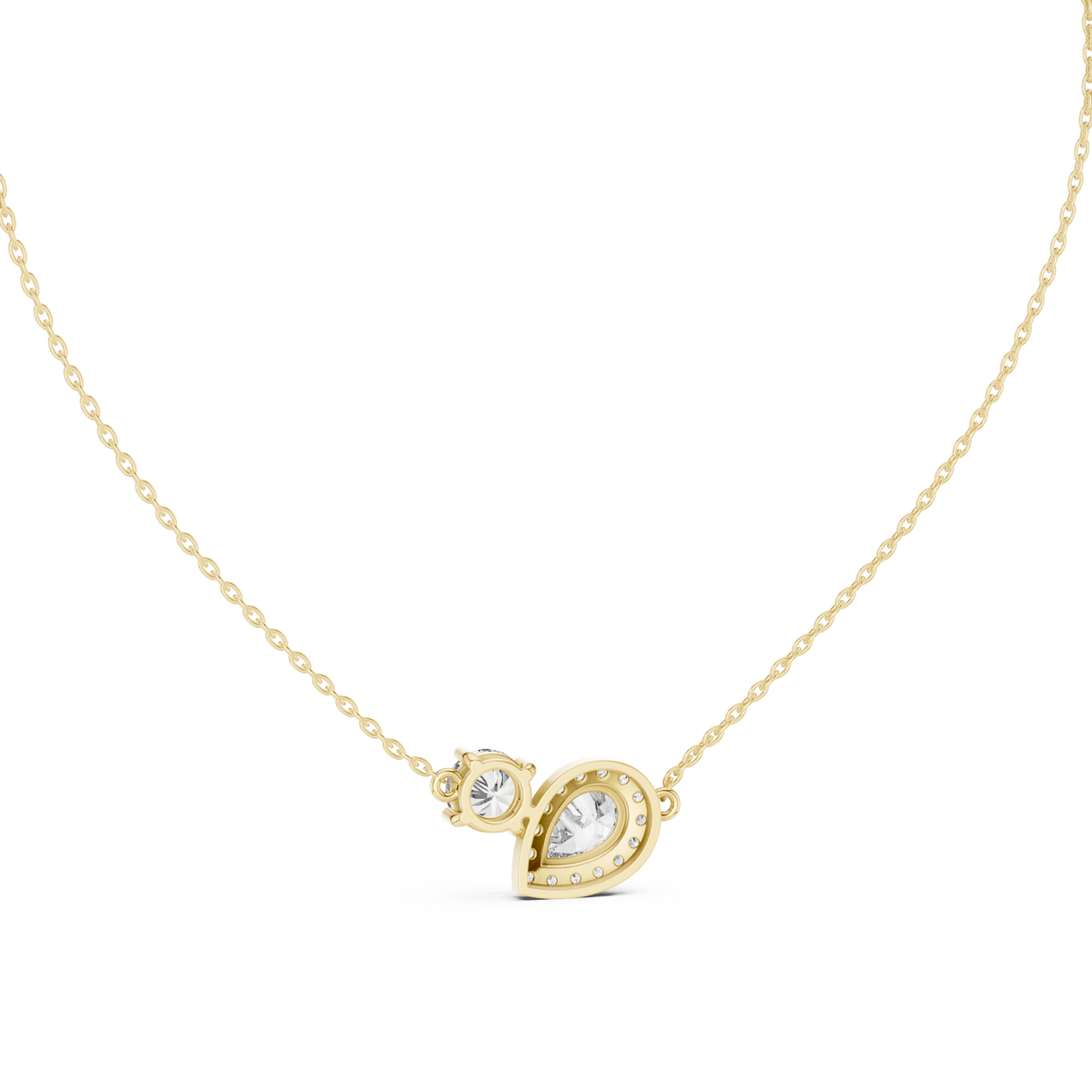 Pear Halo and Round Toi et Moi Diamond Necklace