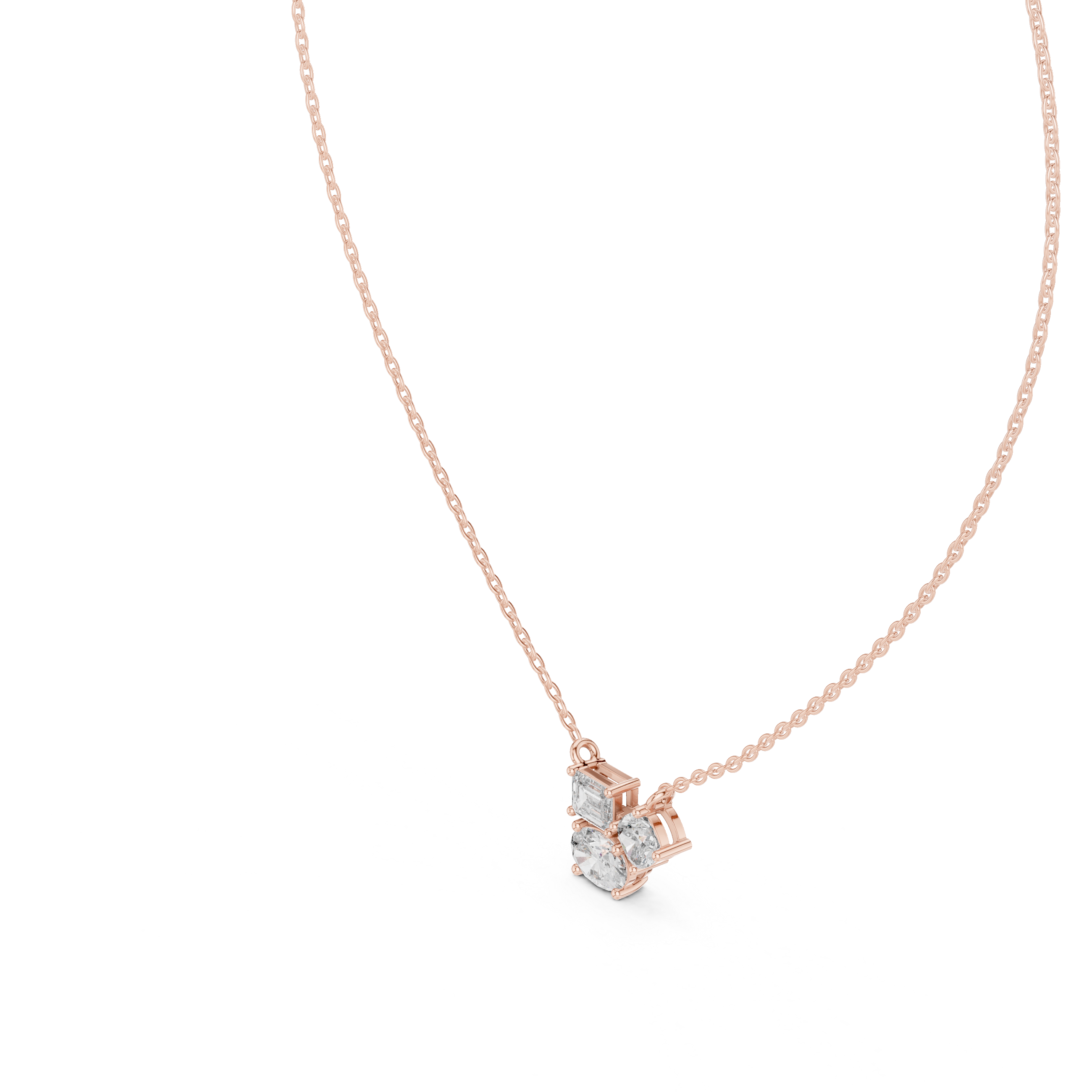 Mixed-Shape Trio Diamond Pendant in Rose Gold - VYKA Diamonds