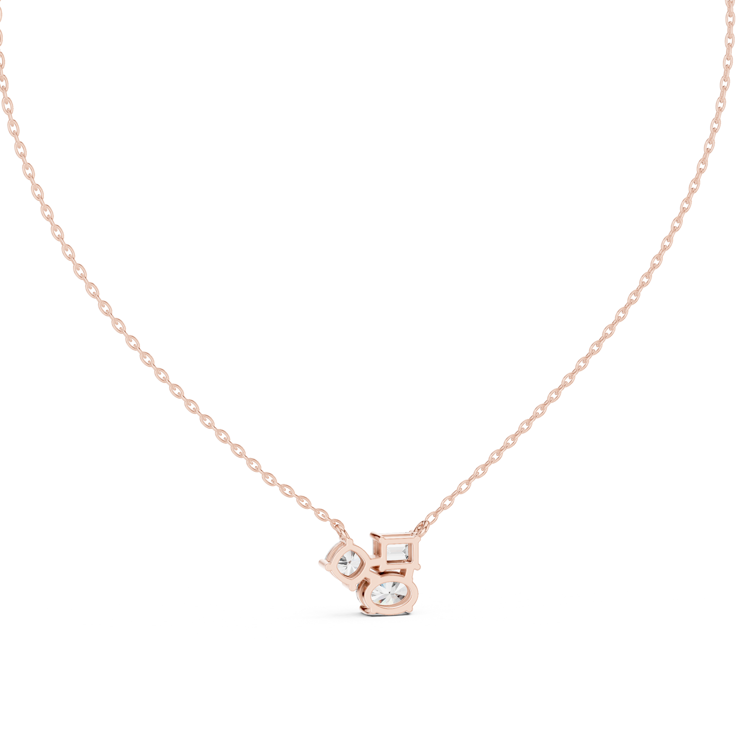 Mixed-Shape Trio Diamond Pendant in Rose Gold - VYKA Diamonds
