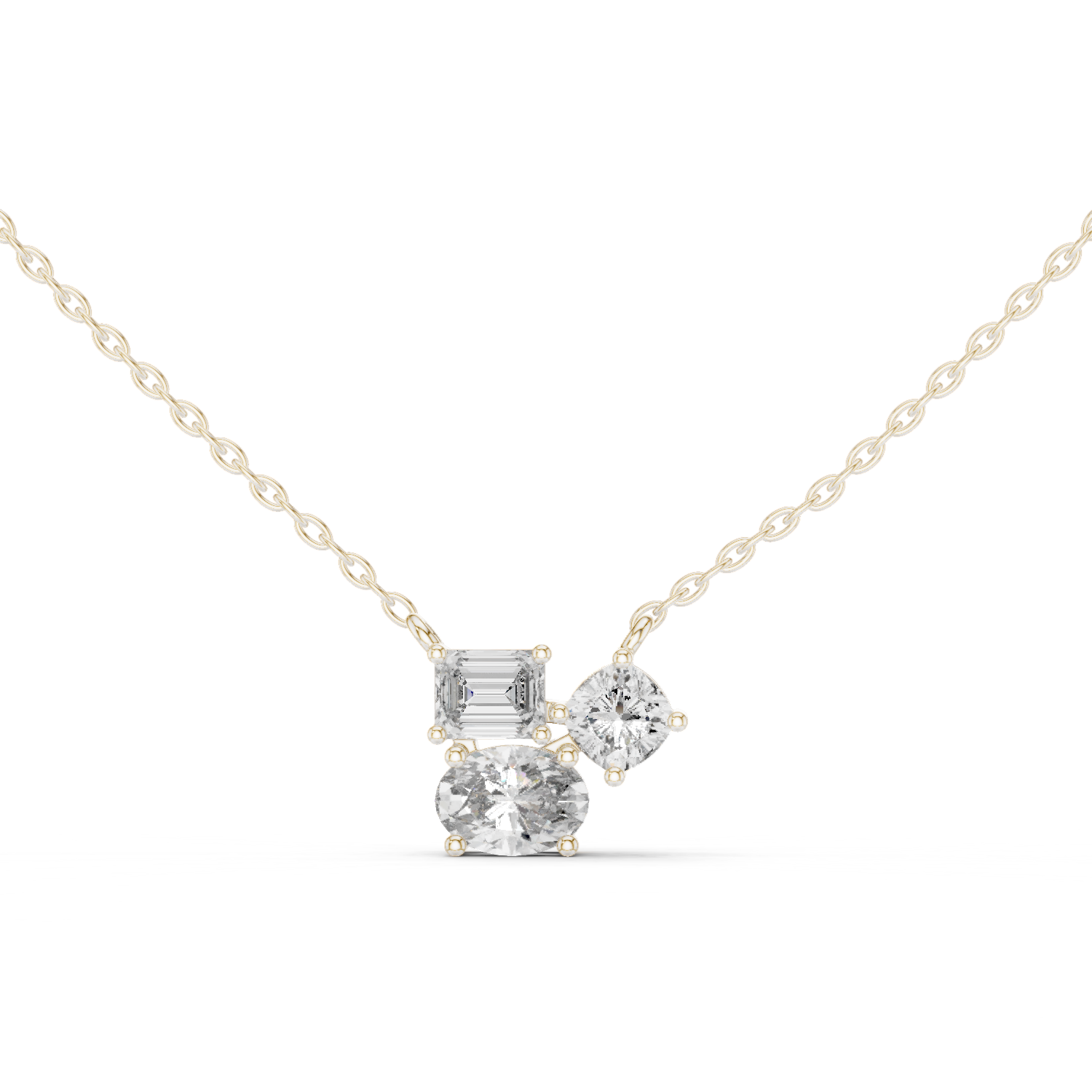 Mixed-Shape Trio Diamond Pendant in White Gold - VYKA Diamonds