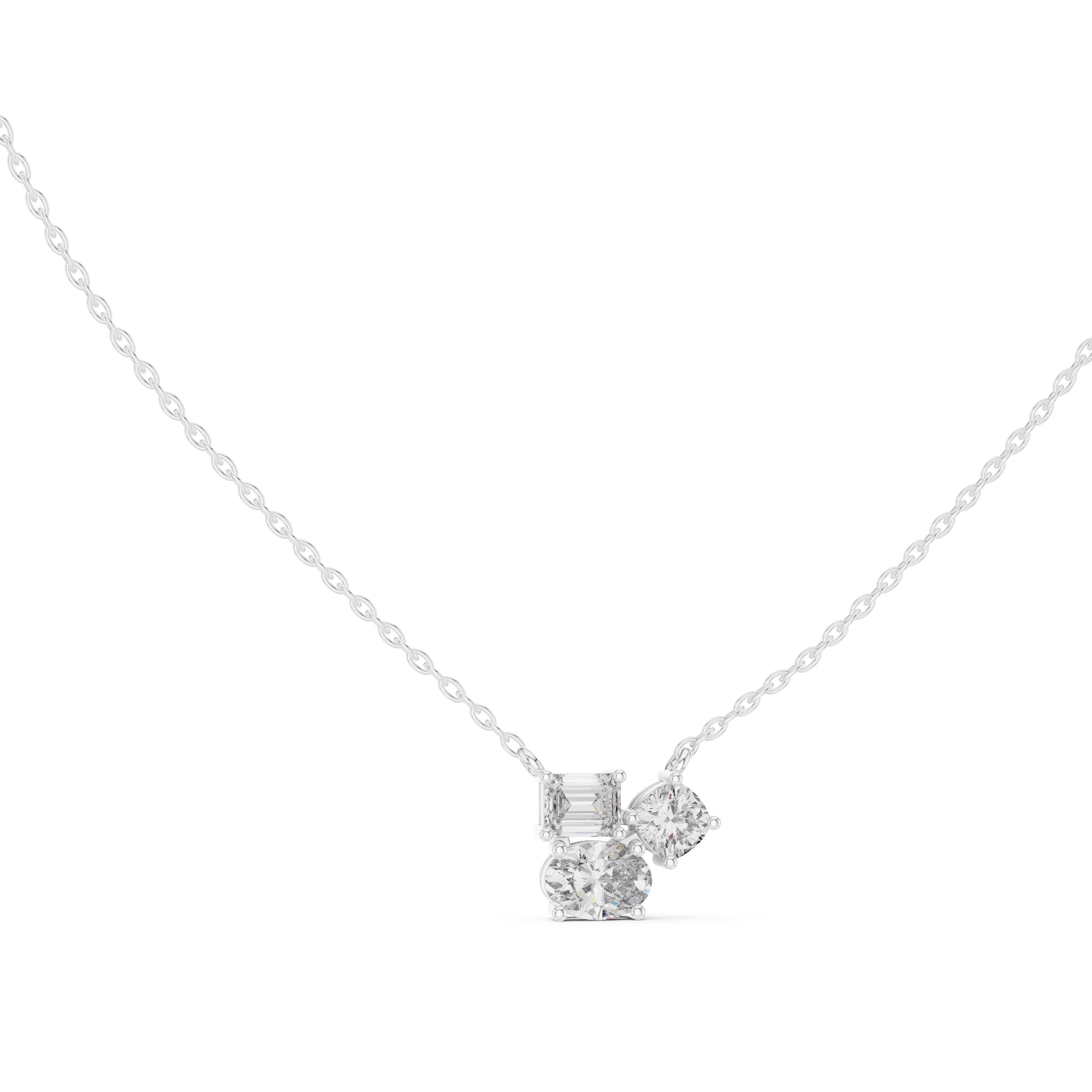 Mixed-Shape Trio Diamond Pendant in White Gold - VYKA Diamonds