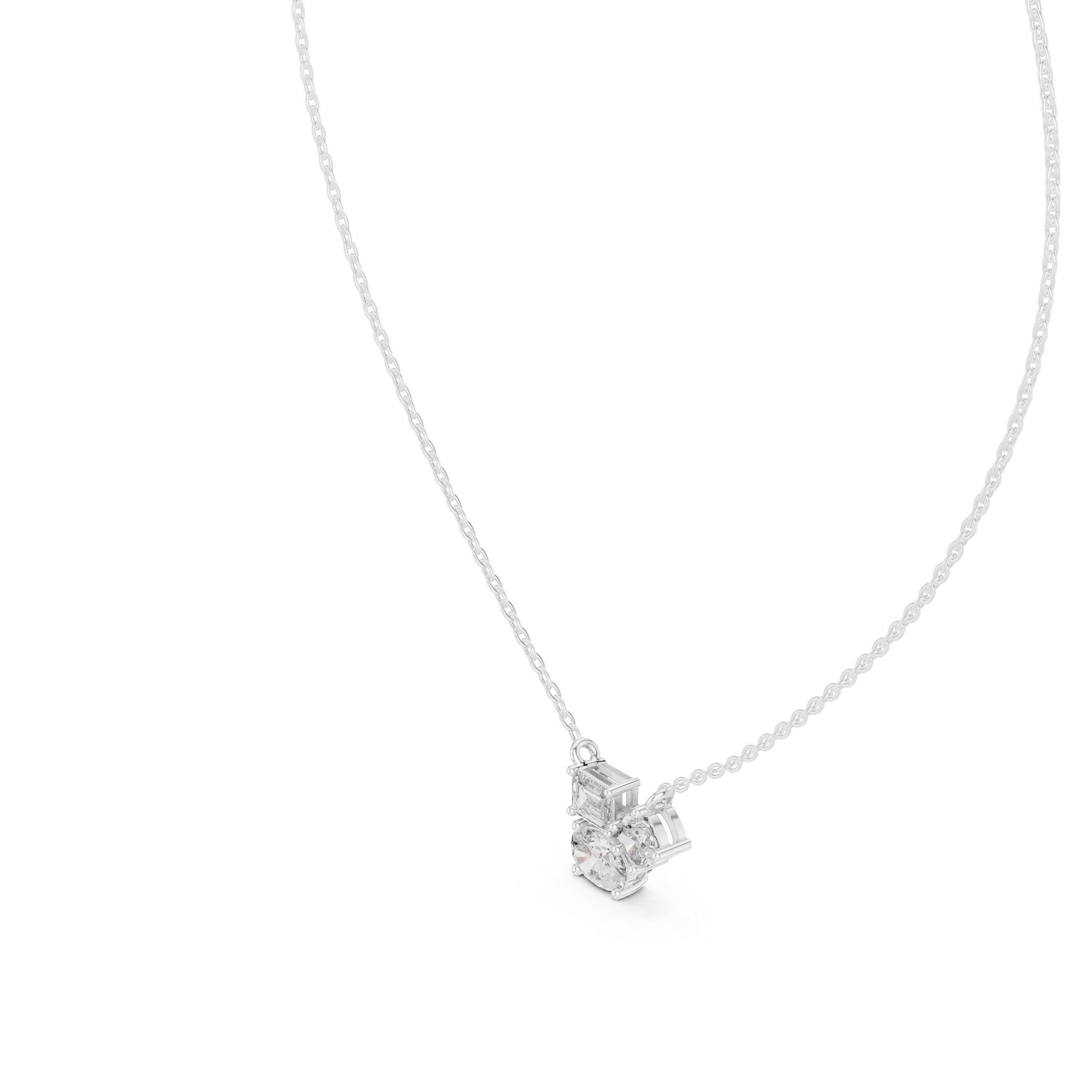 Mixed-Shape Trio Diamond Pendant in White Gold - VYKA Diamonds
