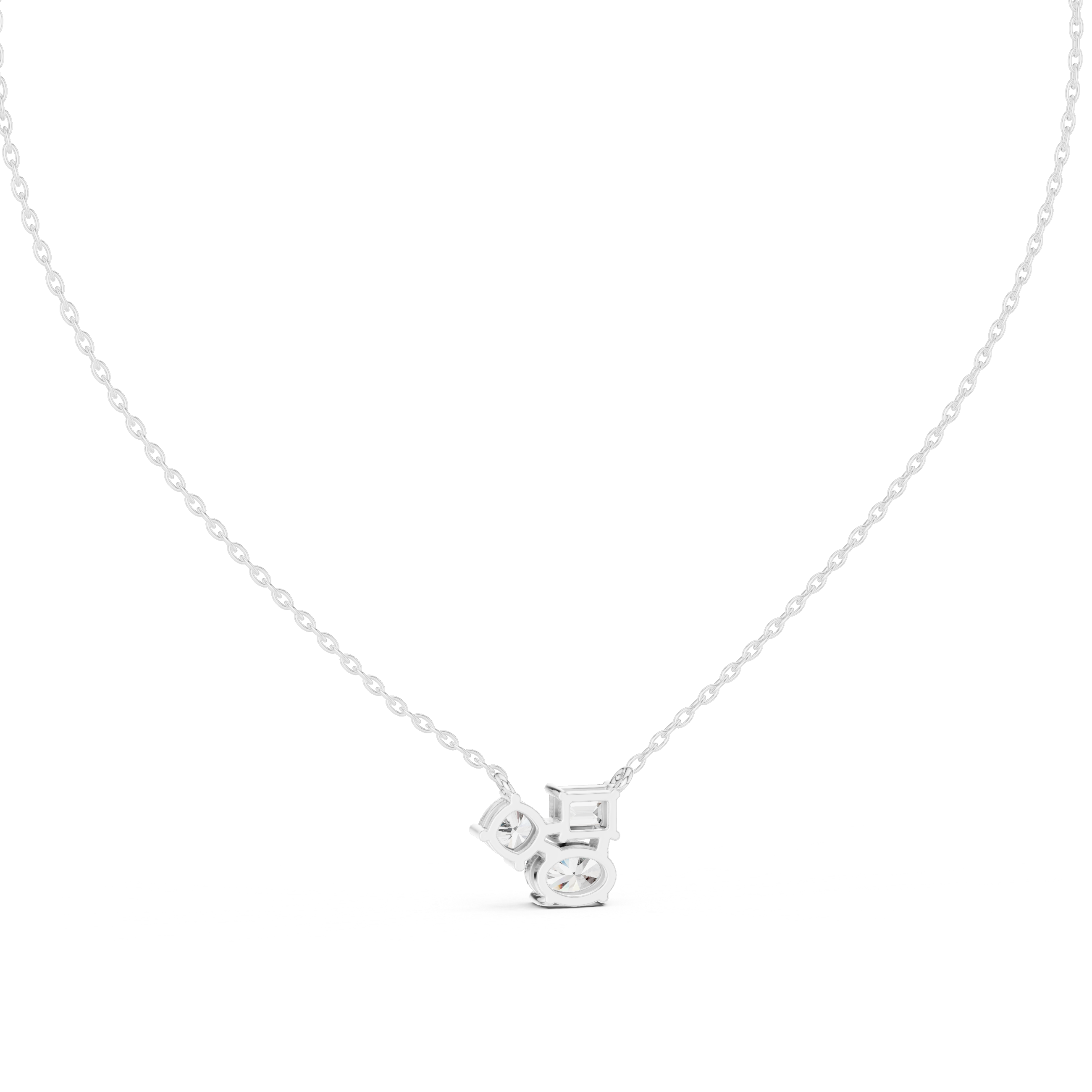 Mixed-Shape Trio Diamond Pendant in White Gold - VYKA Diamonds