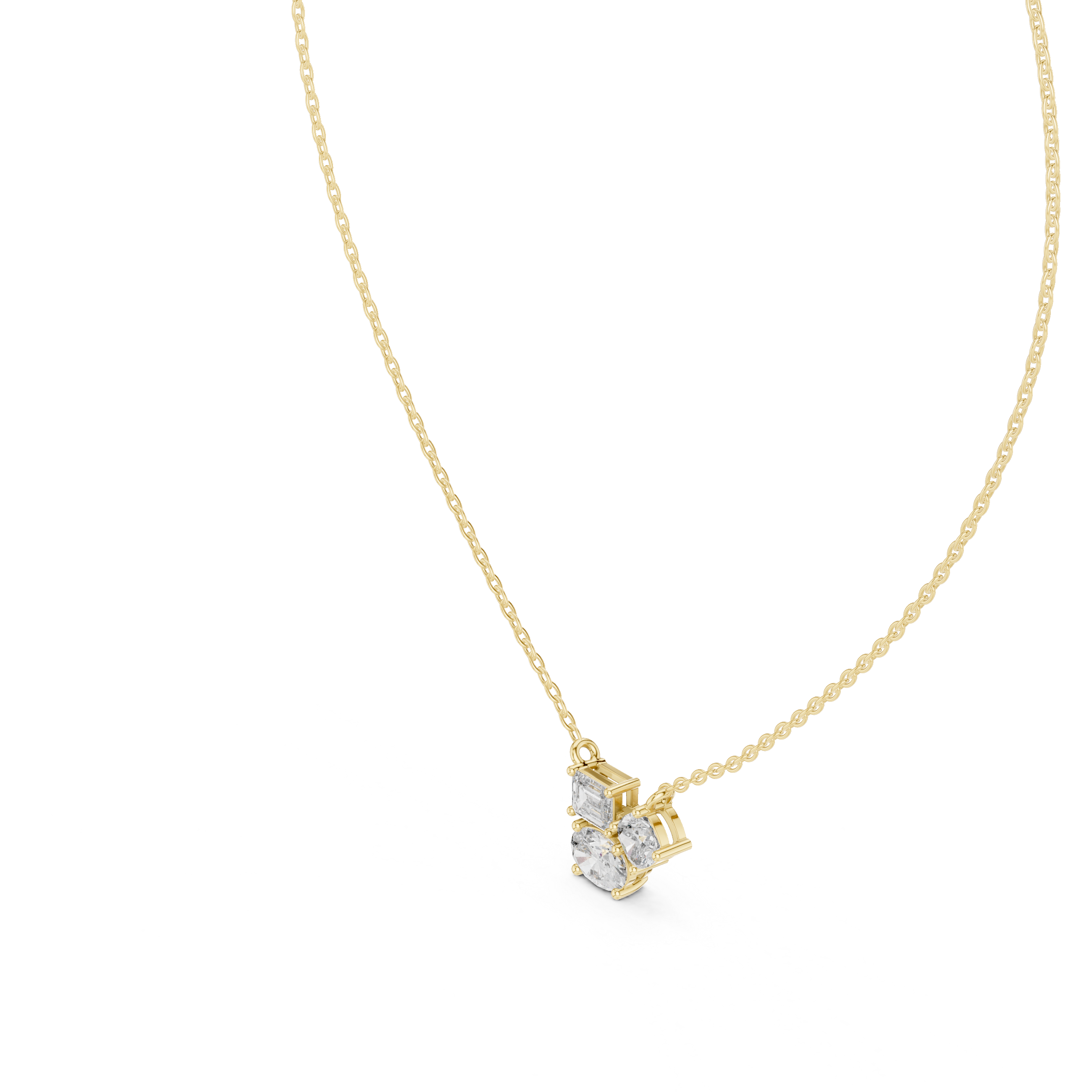 Mixed-Shape Trio Diamond Pendant in Yellow Gold - VYKA Diamonds