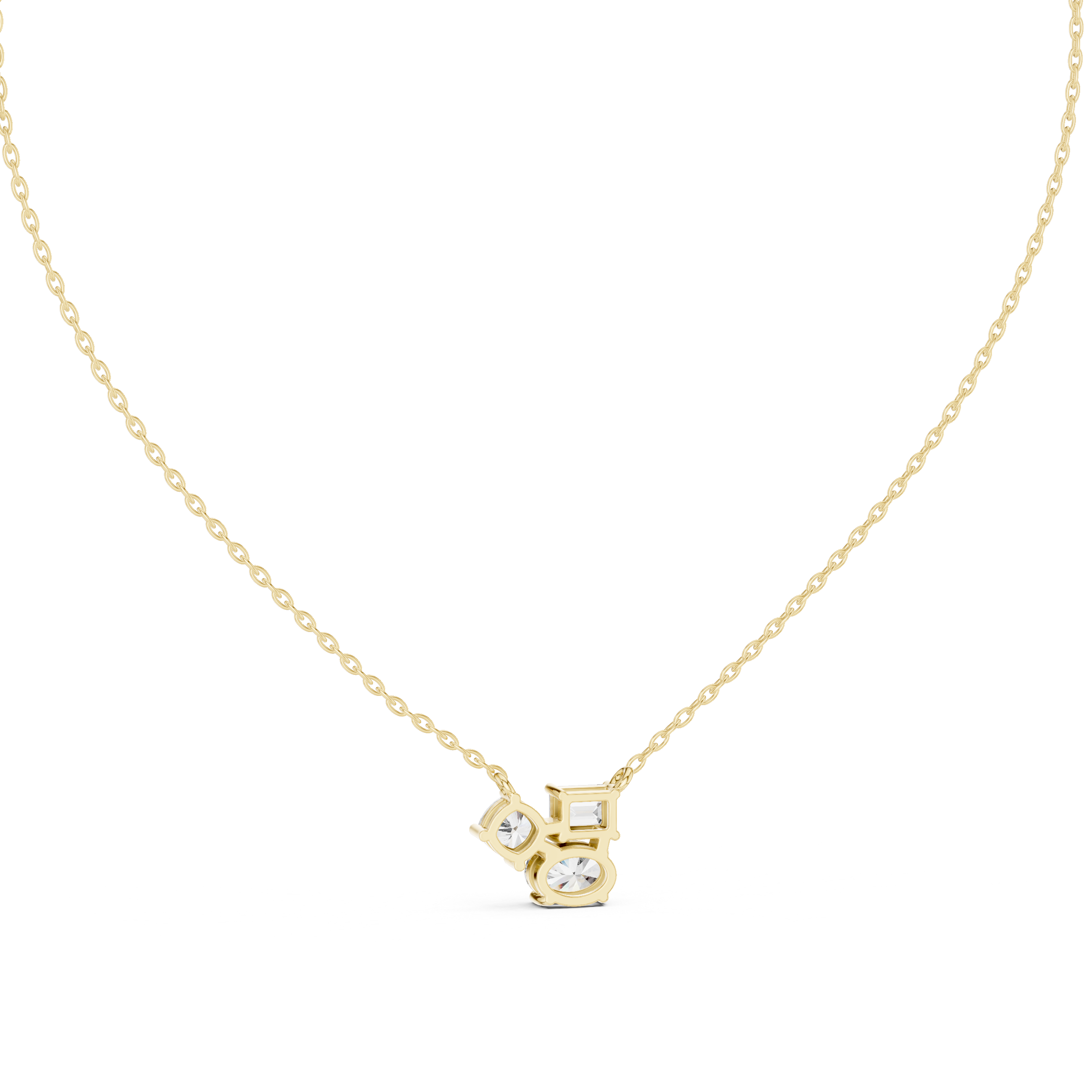 Mixed-Shape Trio Diamond Pendant in Yellow Gold - VYKA Diamonds
