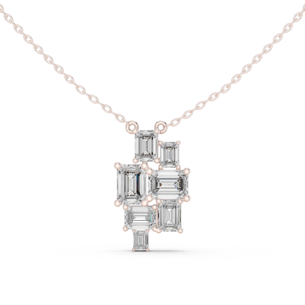 دلّاية بتجمّع فسيفسائي من ألماس الإمرلد in Rose Gold - VYKA Diamonds