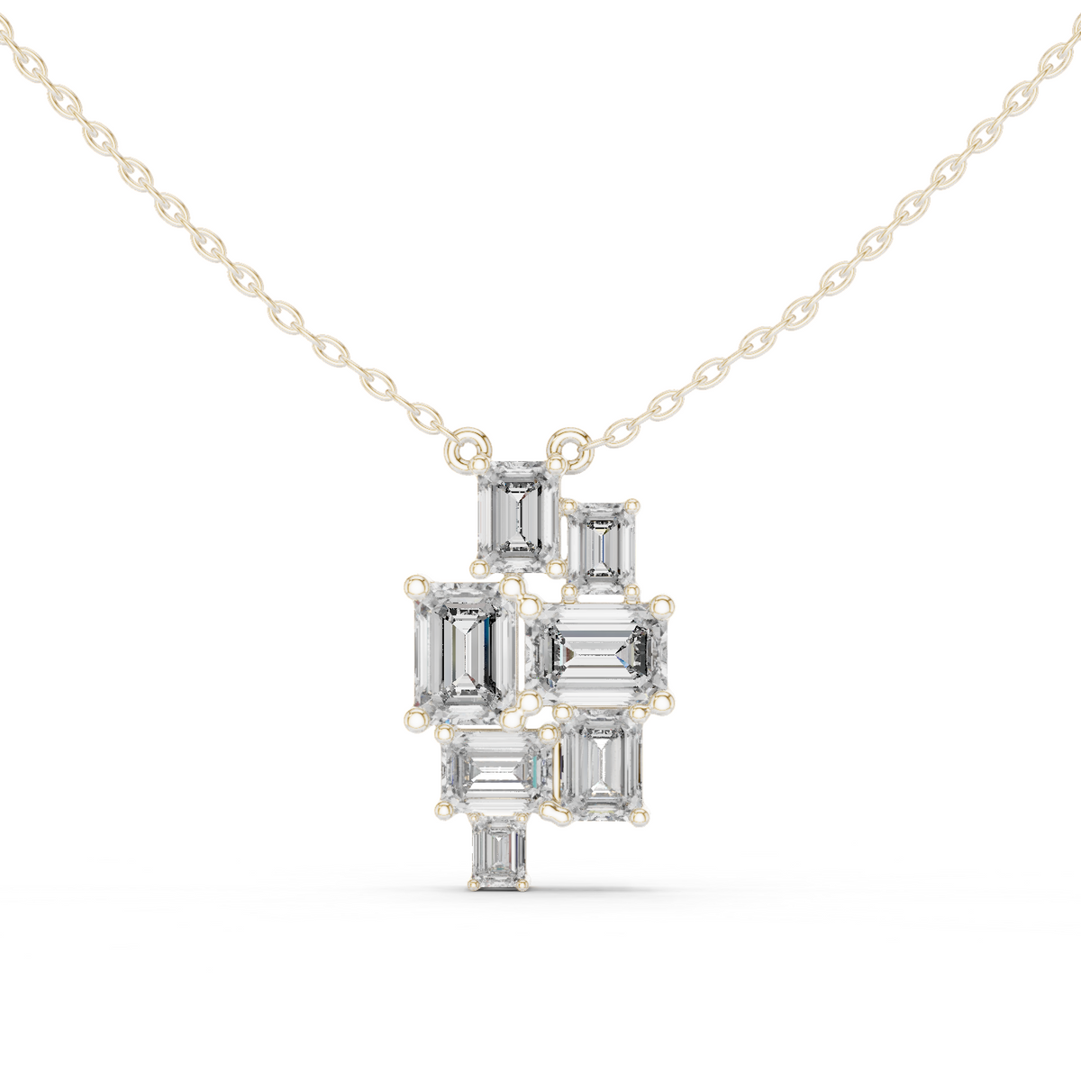 دلّاية بتجمّع فسيفسائي من ألماس الإمرلد in White Gold - VYKA Diamonds