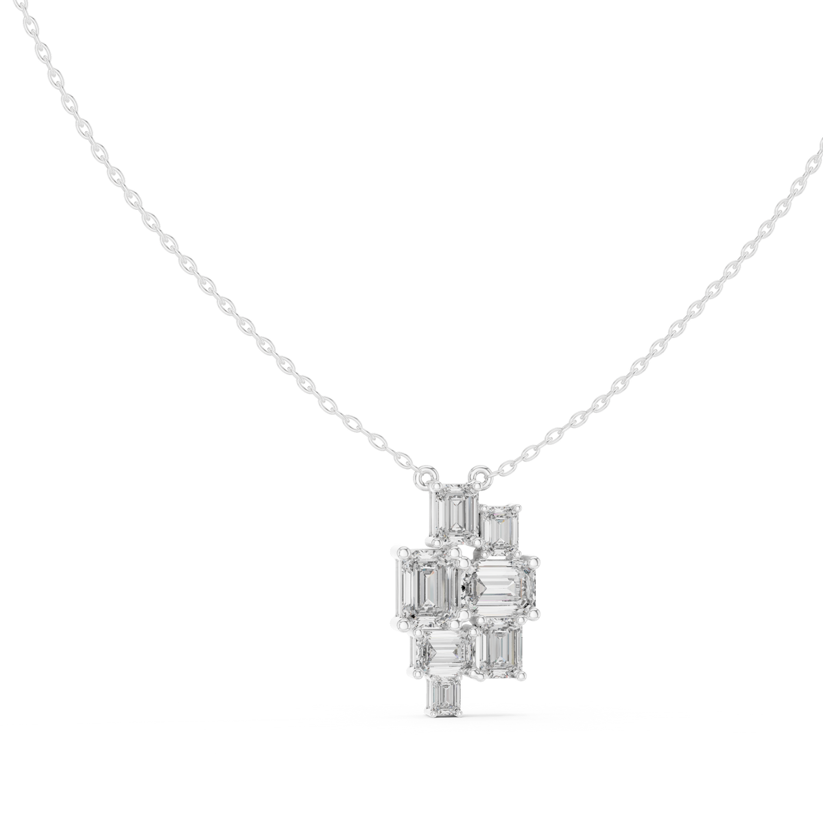 دلّاية بتجمّع فسيفسائي من ألماس الإمرلد in White Gold - VYKA Diamonds