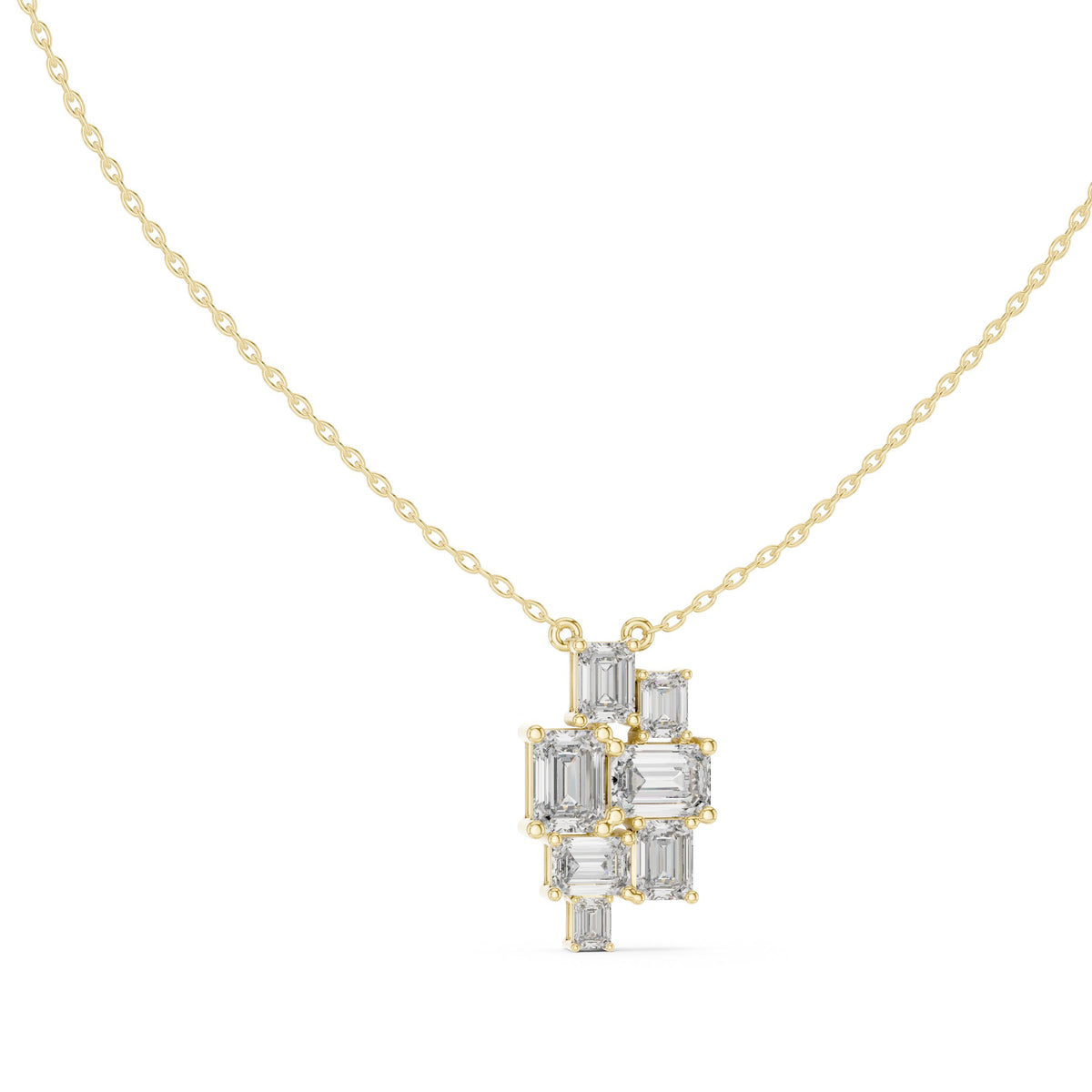 دلّاية بتجمّع فسيفسائي من ألماس الإمرلد in Yellow Gold - VYKA Diamonds