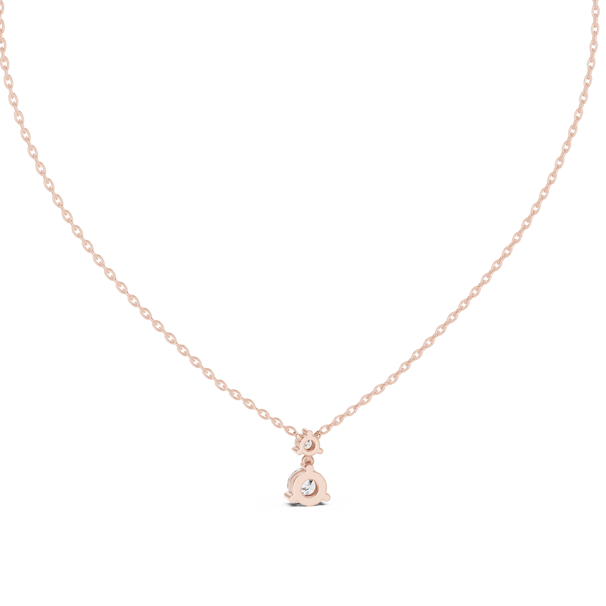 عقد متدلٍّ بألماسة مستديرة in Rose Gold - VYKA Diamonds