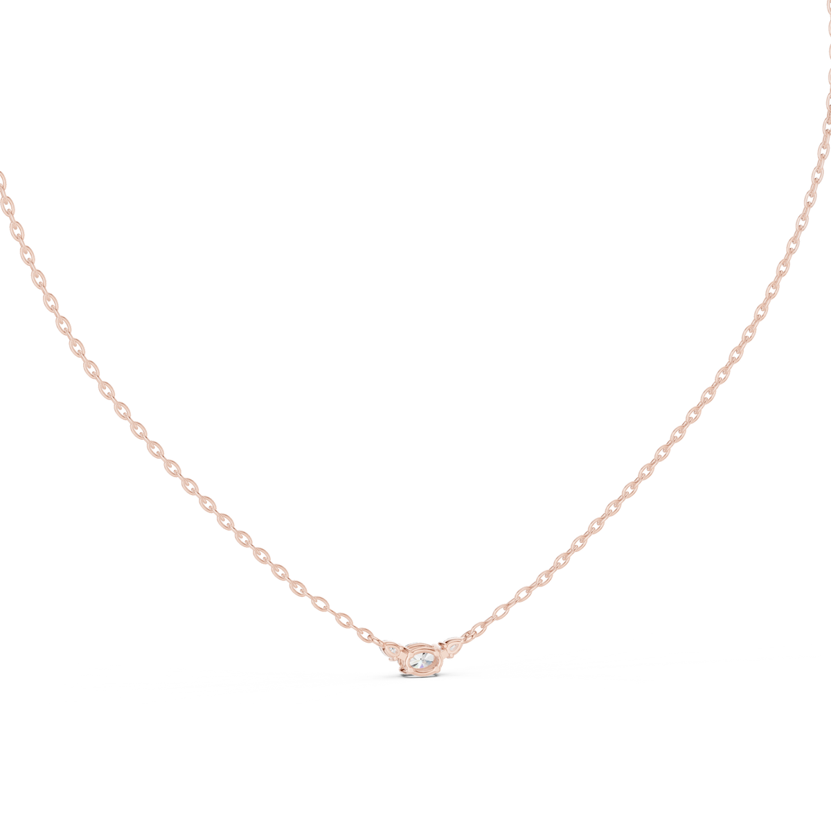 East-West Oval Diamond Necklace with Pear Accents