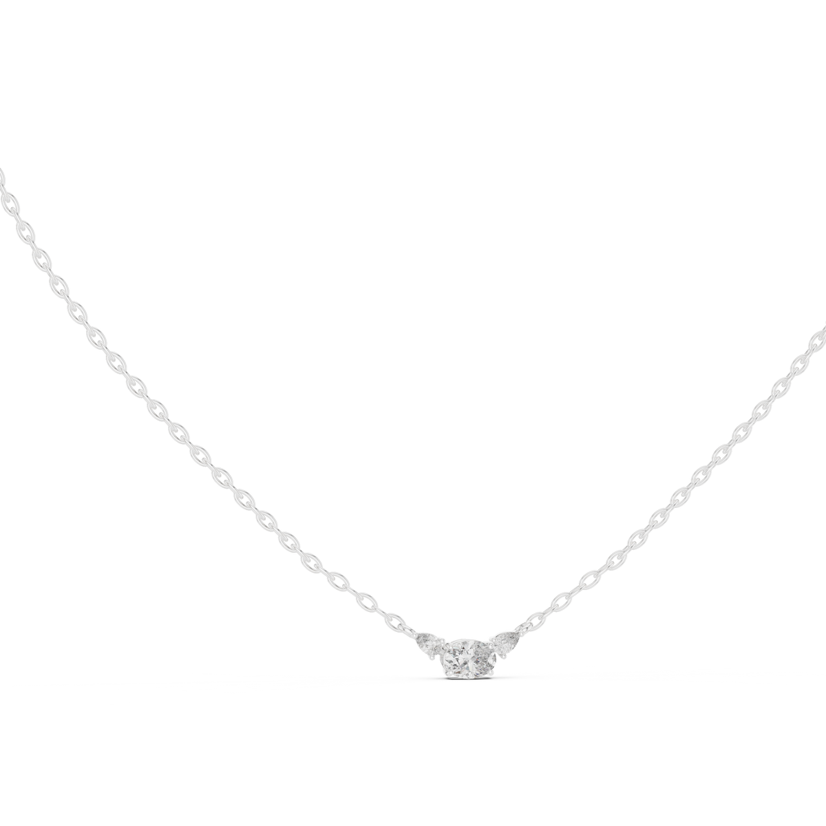 East-West Oval Diamond Necklace with Pear Accents