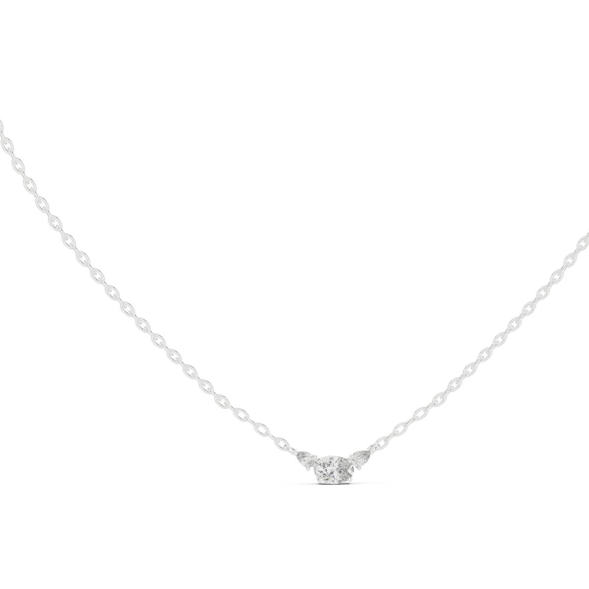 East-West Oval Diamond Necklace with Pear Accents
