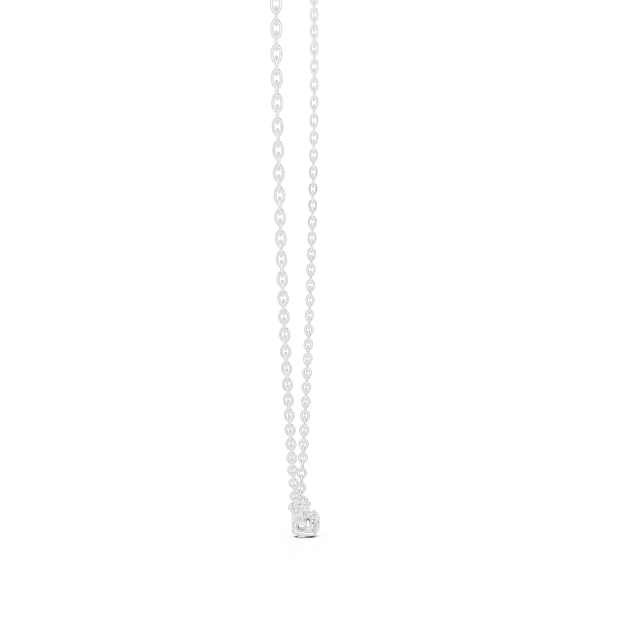 عقد بألماسة بيضاوية أفقية ولمسات كمثرى in White Gold - VYKA Diamonds