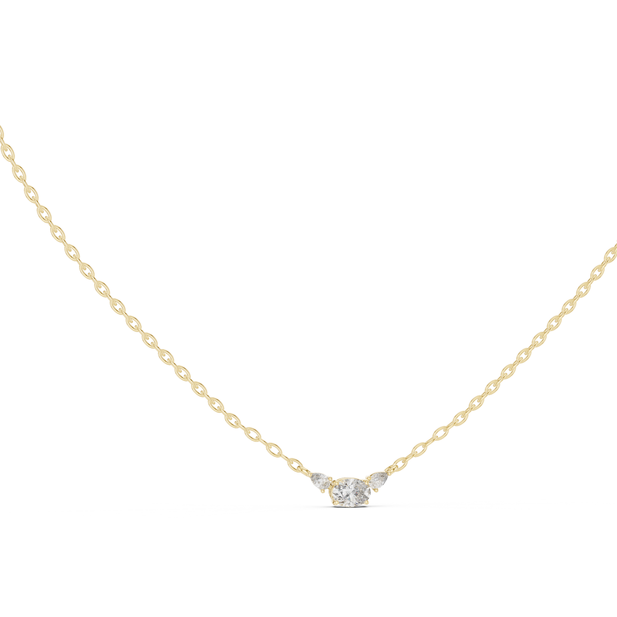 East-West Oval Diamond Necklace with Pear Accents