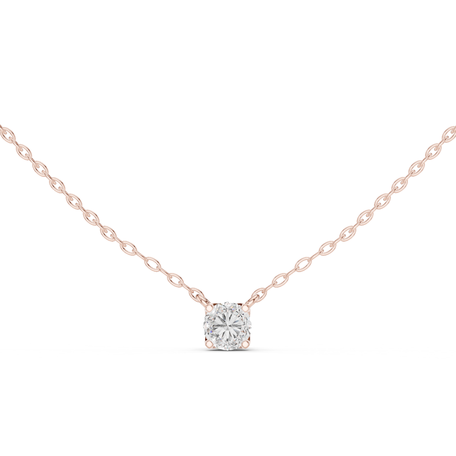 Petite Round Solitaire Diamond Pendant in Rose Gold - VYKA Diamonds