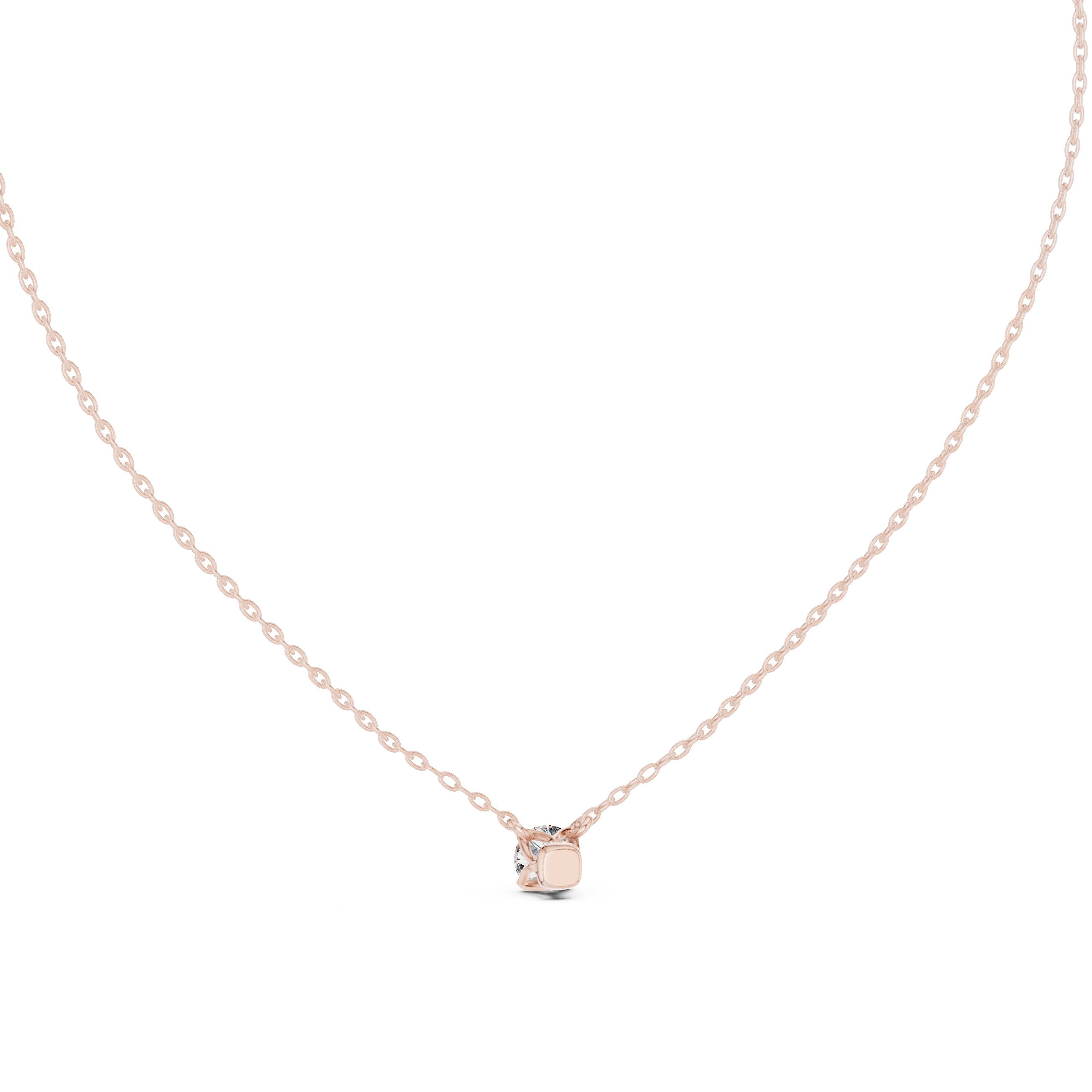 Petite Round Solitaire Diamond Pendant in Rose Gold - VYKA Diamonds