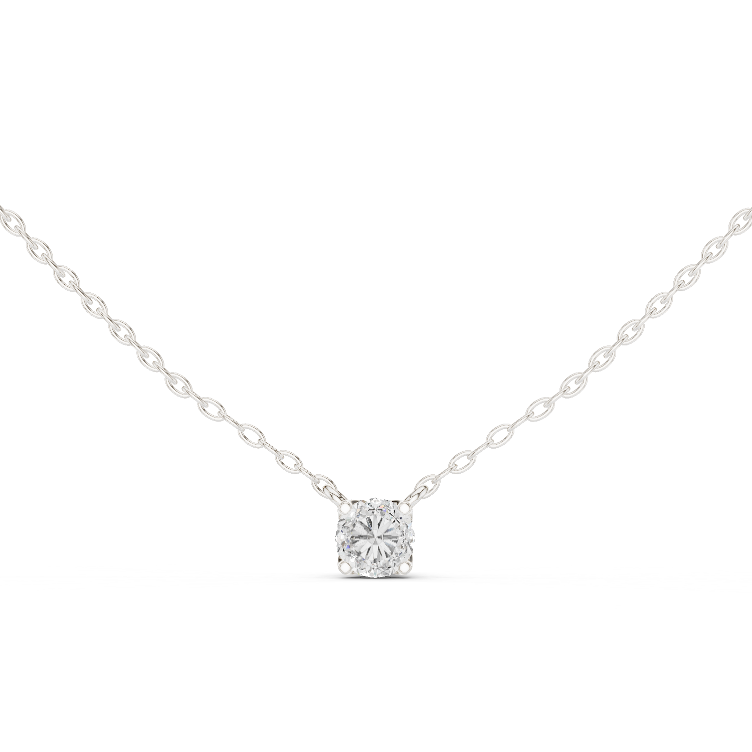 Petite Round Solitaire Diamond Pendant in White Gold - VYKA Diamonds