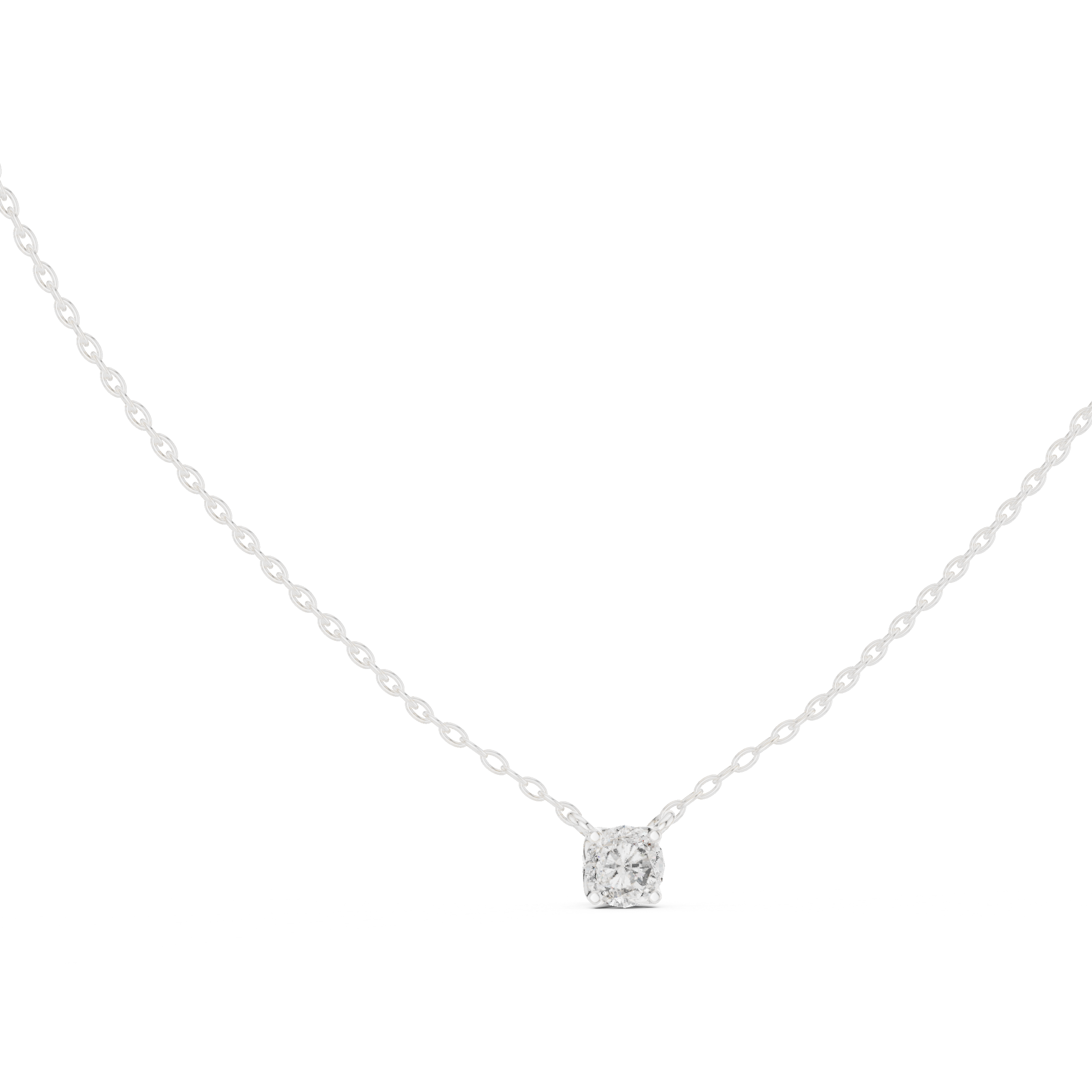 Petite Round Solitaire Diamond Pendant in White Gold - VYKA Diamonds