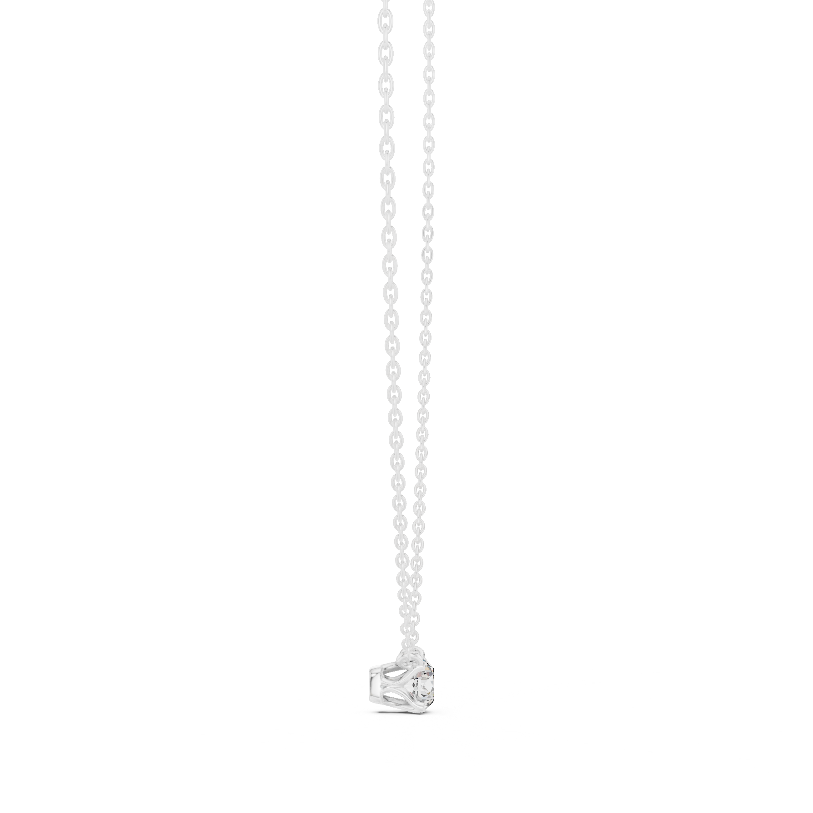 Petite Round Solitaire Diamond Pendant in White Gold - VYKA Diamonds