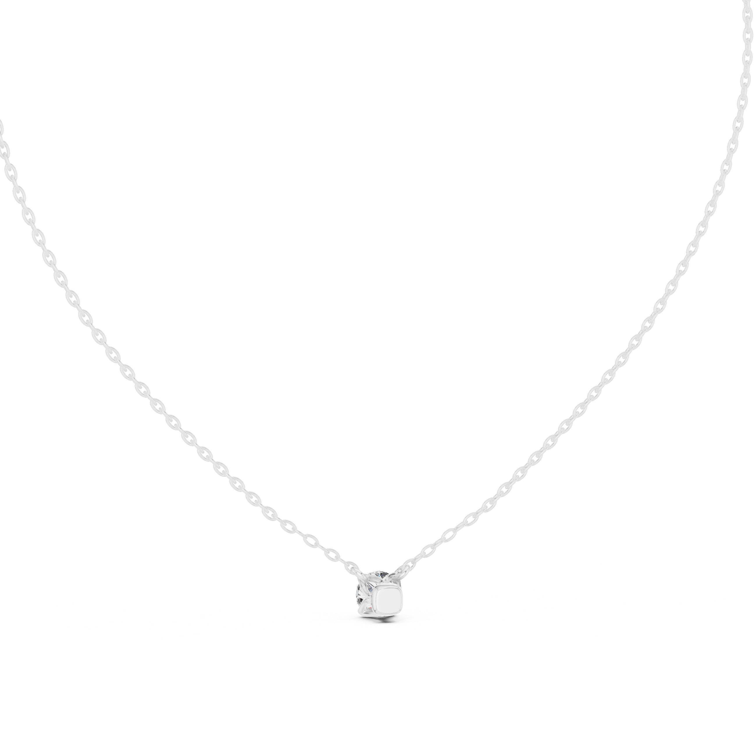 Petite Round Solitaire Diamond Pendant in White Gold - VYKA Diamonds