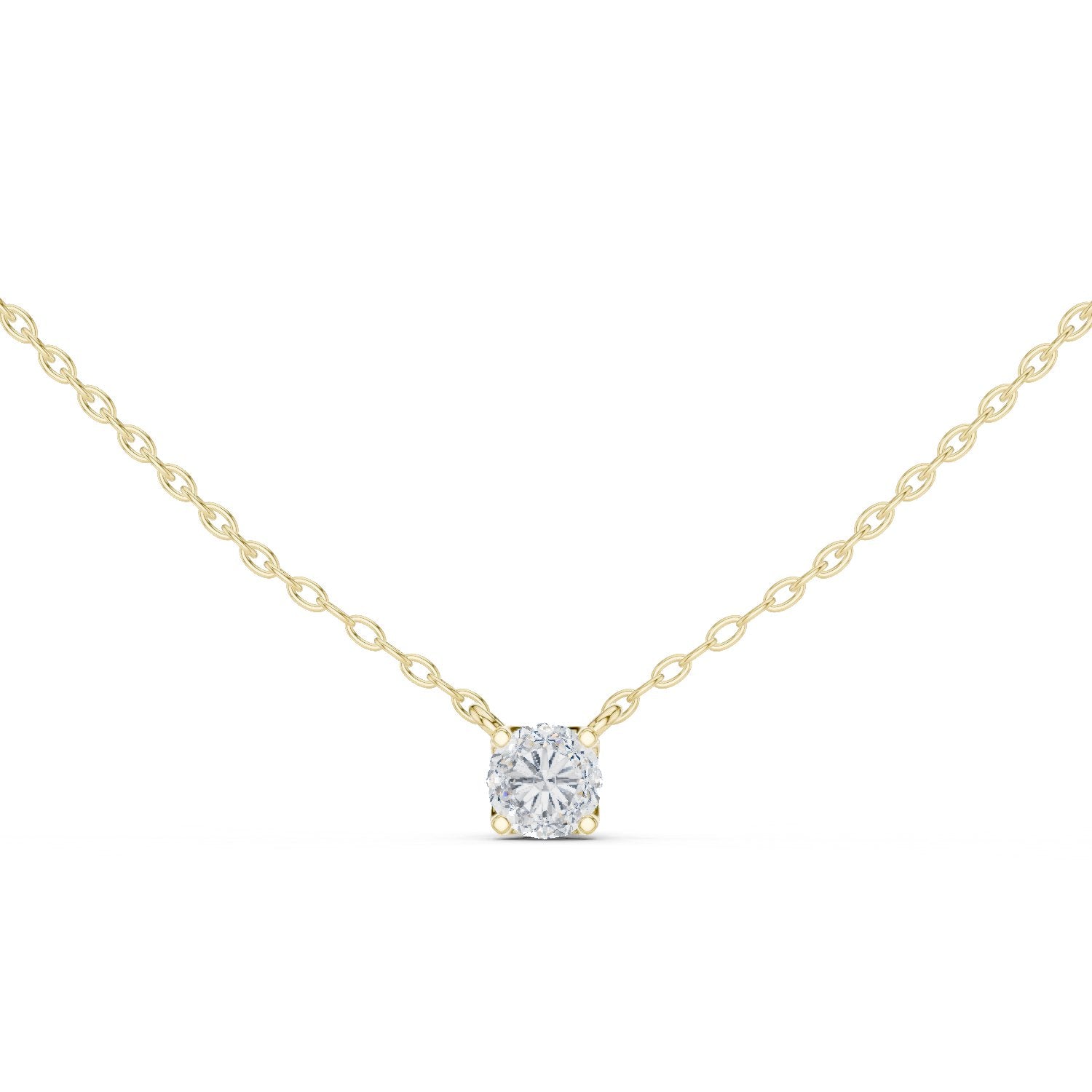 Petite Round Solitaire Diamond Pendant in Yellow Gold - VYKA Diamonds