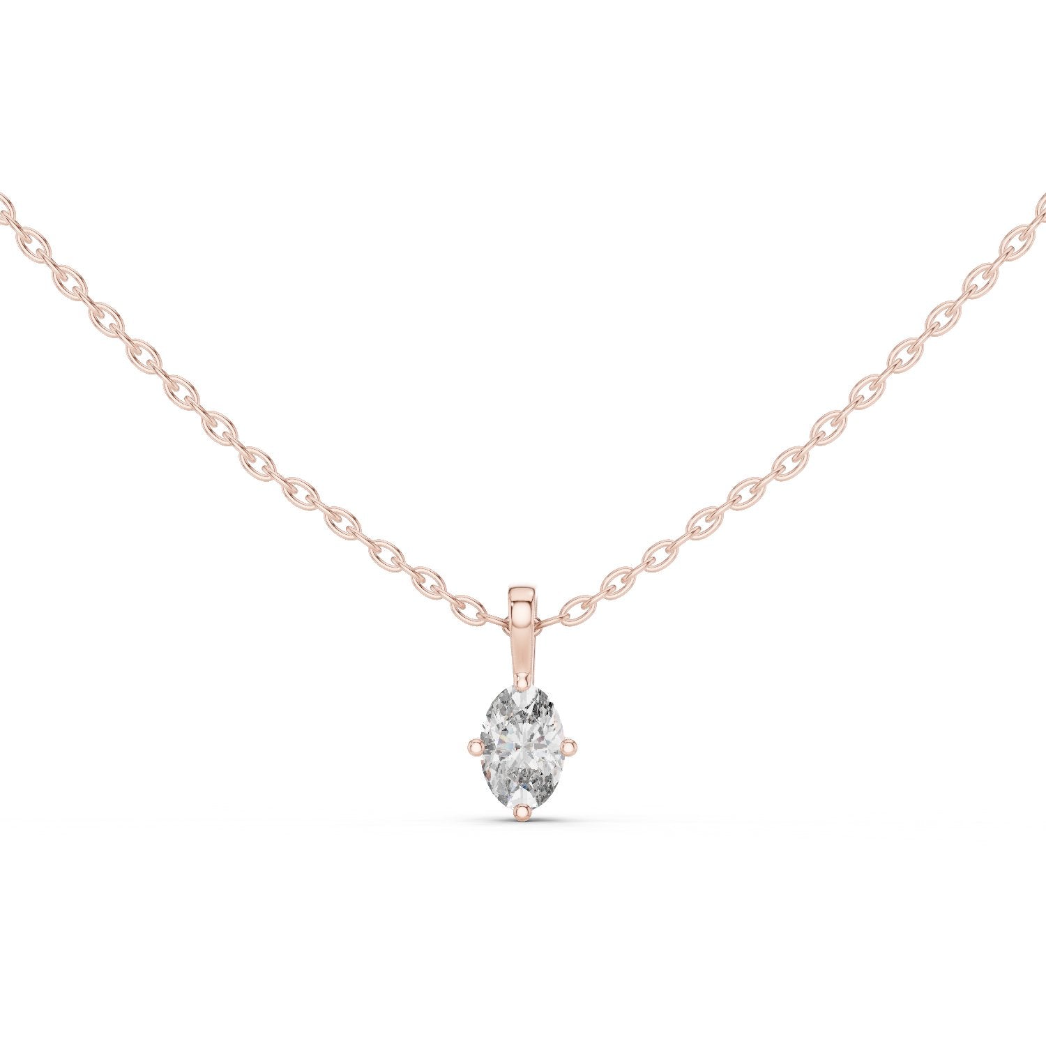Marquise Claw-Set Diamond Pendant in Rose Gold - VYKA Diamonds