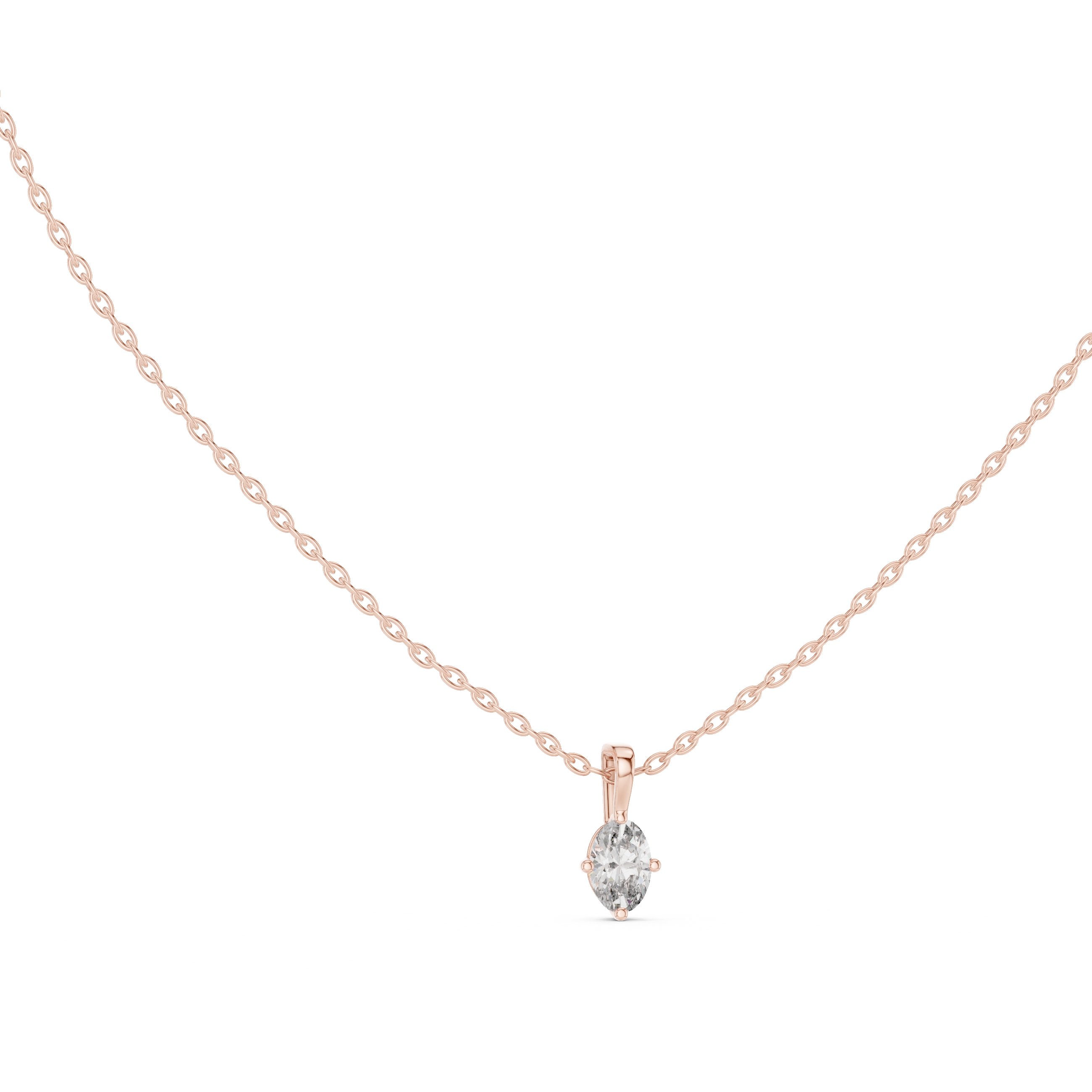 Marquise Claw-Set Diamond Pendant in Rose Gold - VYKA Diamonds