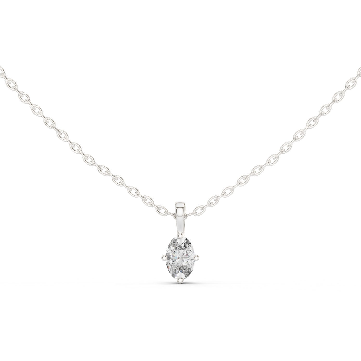 Marquise Claw-Set Diamond Pendant in White Gold - VYKA Diamonds