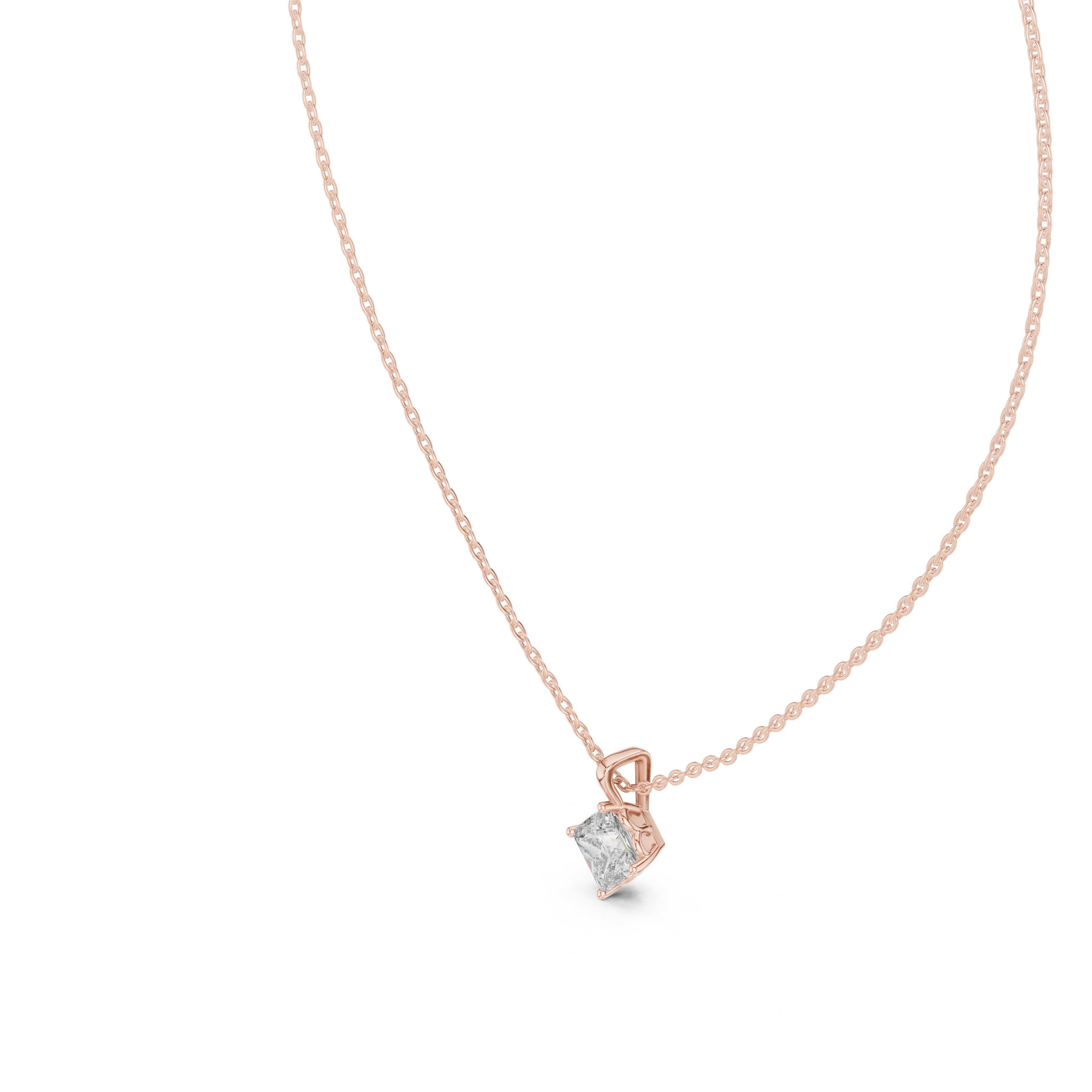Princess Claw-Set Diamond Pendant in Rose Gold - VYKA Diamonds