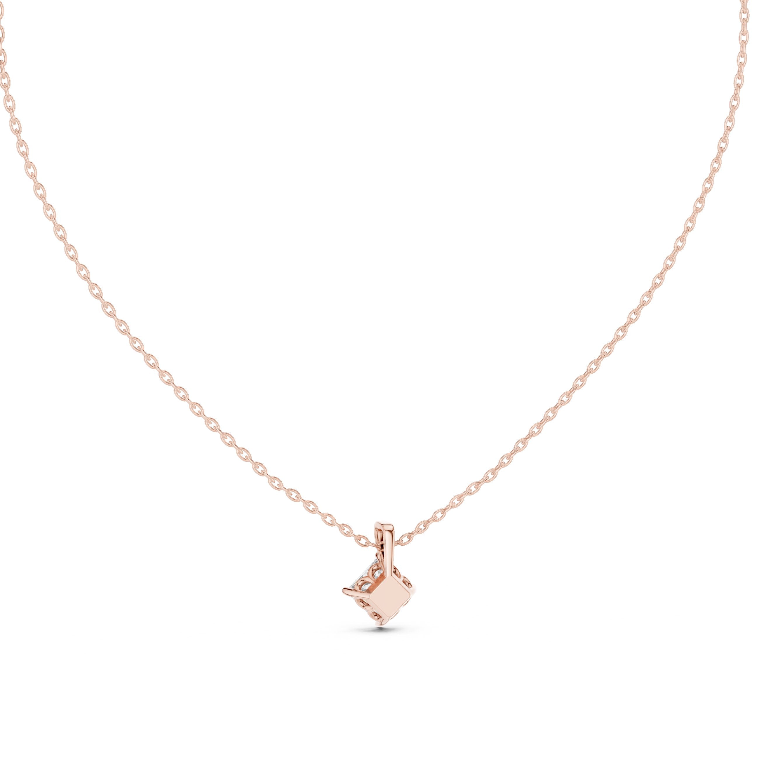 Princess Claw-Set Diamond Pendant in Rose Gold - VYKA Diamonds